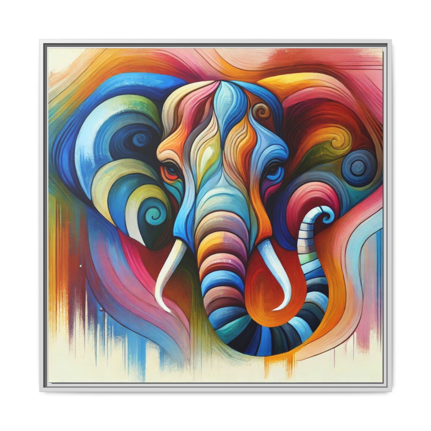 Modern Elephant Print Abstract Design Unique Framed Canvas Print African Wall Art Animal Lover Gift Nature Lover Decor 3 frame colors