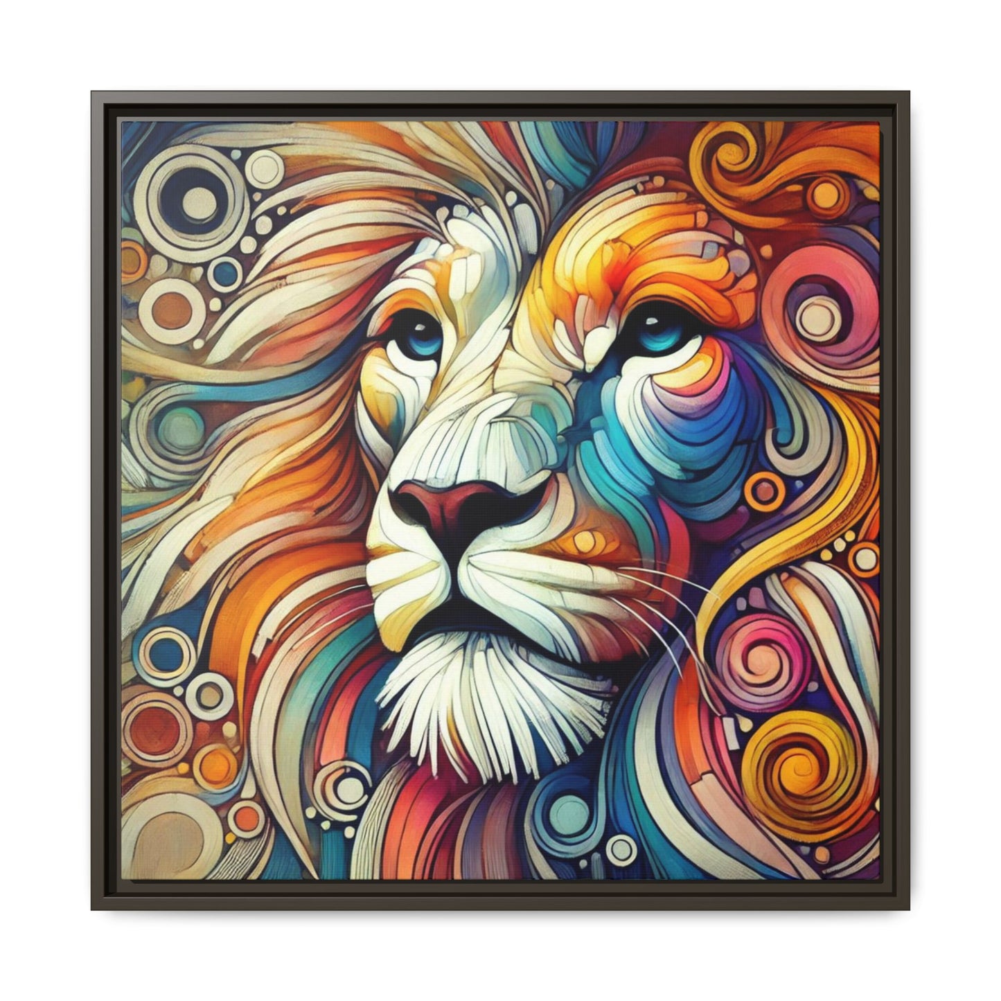 Modern Lion Print Abstract Design Unique Framed Canvas Print King of Jungle Wall Art Animal Lover Gift Nature Lover Decor 3 frame colors