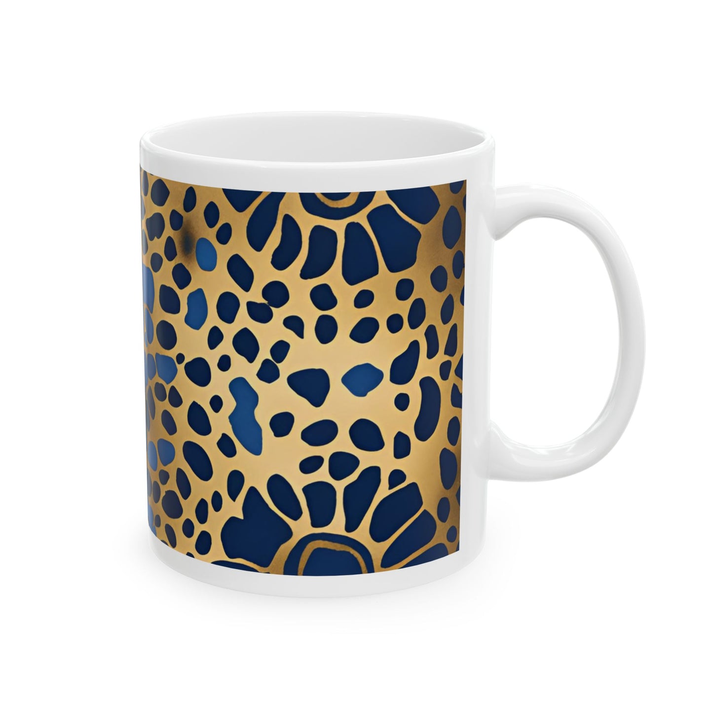 Cute Dog or Cat Paw Print Blue and Gold Ceramic Coffee Tea or Hot Chocolate Mug Pet Parent Gift Animal Lover Mug