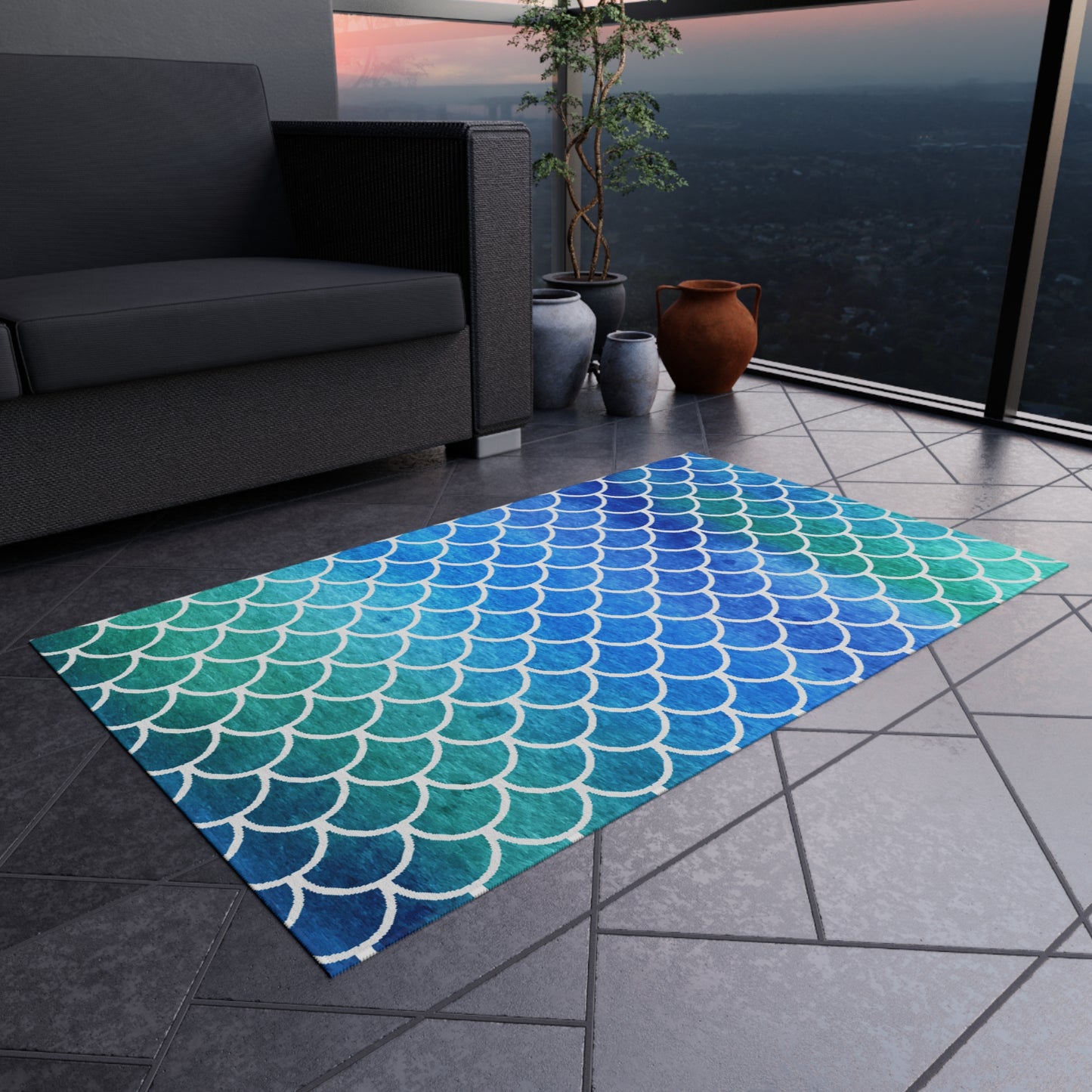 Chenille Outdoor Rug with No-Skid Backing Cozy Outdoor Carpet Patio Decor Gazebo Rug Beachy Pool Area Decor Outdoor Kitchen Tropical Carpet