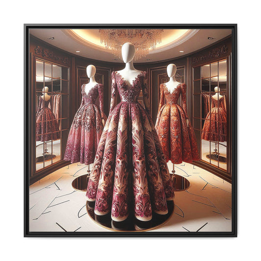 Fashion Formal Runway Dress Framed Canvas Print Wall Art Unique Fashion Designer Style Haute Couture Fashionista Gift Decor 3 Frame Colors