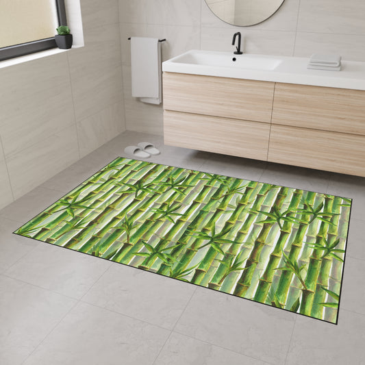 Decorative Heavy Duty Non-Slip Floor Mat Stylish Design Perfect for Entryway Kitchen Décor Beachy Rug Tropical Bamboo-look Bathroom Door Mat