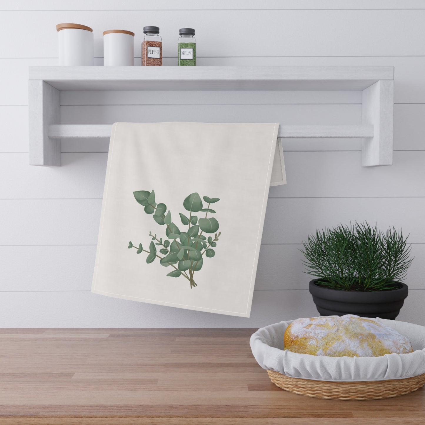 Eucalyptus Floral Pastel Kitchen Tea Towel Durable Hand Towel Gift for Flower Lover Whimsical Home Decor Decorative Kitchen Cotton Twill