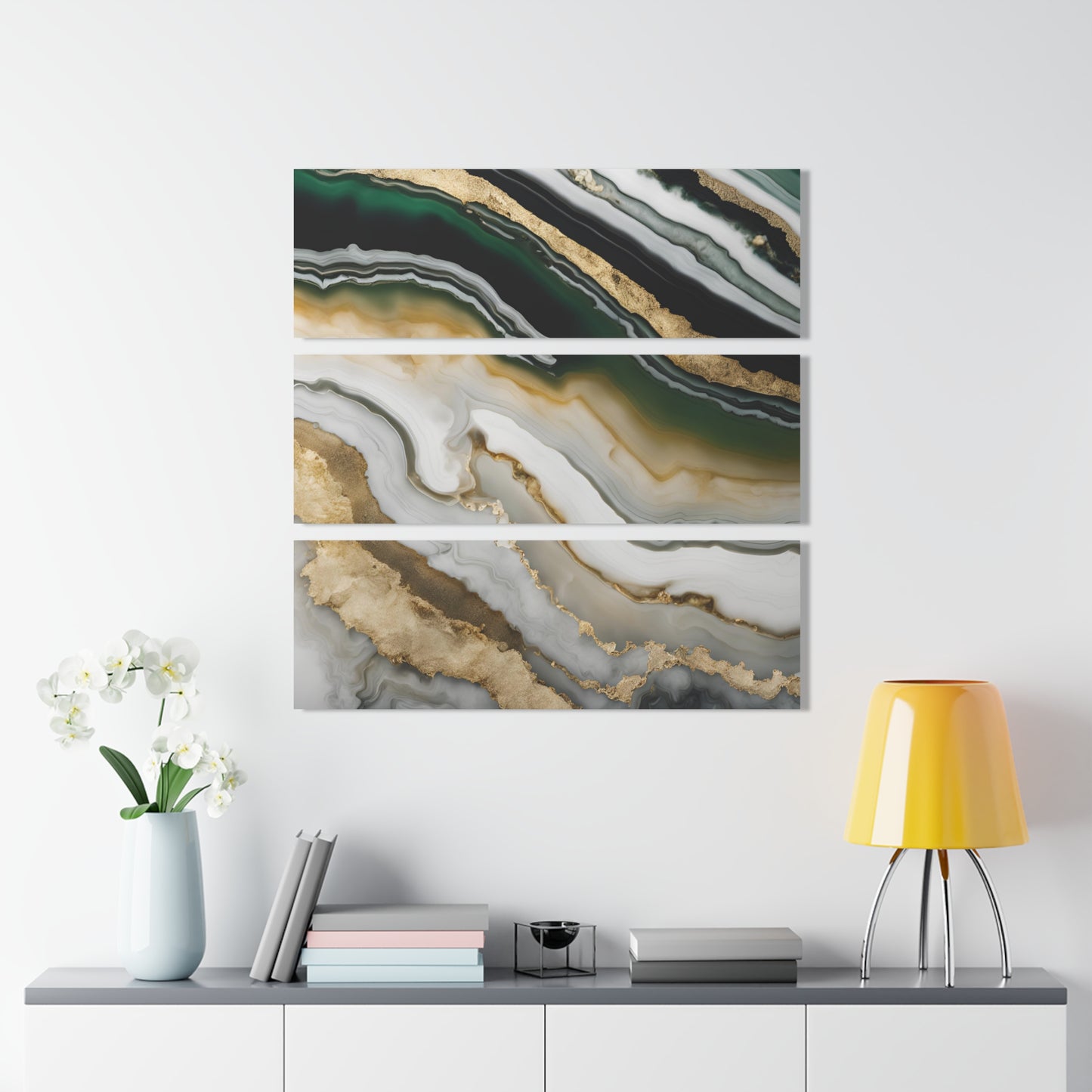 Stunning Marble Design Triptych Acrylic Print Wall Art Nature Lover Gift Geology Rock Lover Gift Agate Design