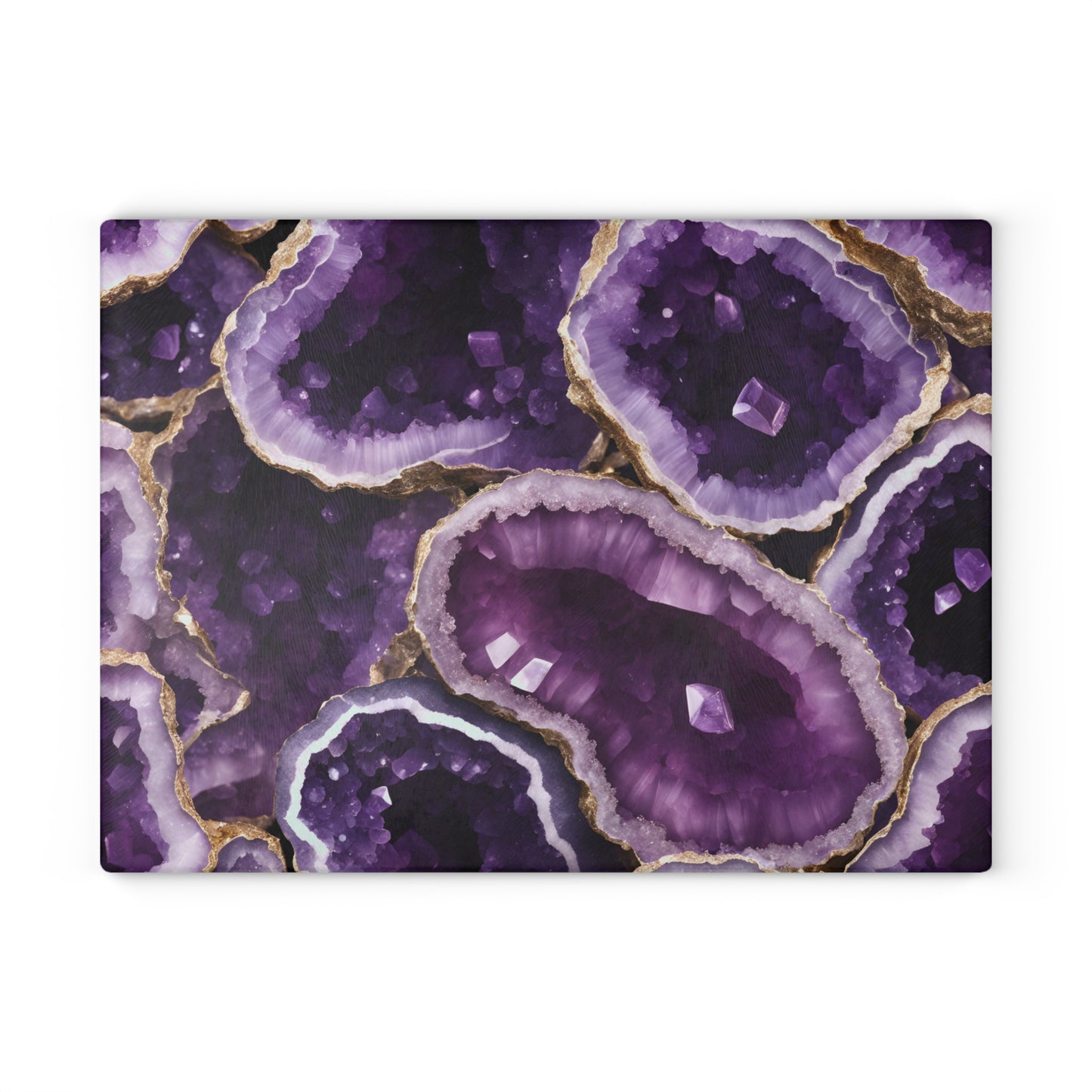 Kitchen Decor Glass Geode-Themed Image Unique Rock Lover Cutting Board Serving Tray Home Cook Gift Colorful Glass Charcuterie Board