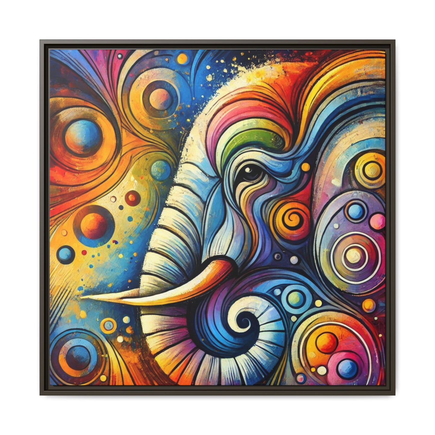 Modern Elephant Print Abstract Design Unique Framed Canvas Print African Wall Art Animal Lover Gift Nature Lover Decor 3 frame colors