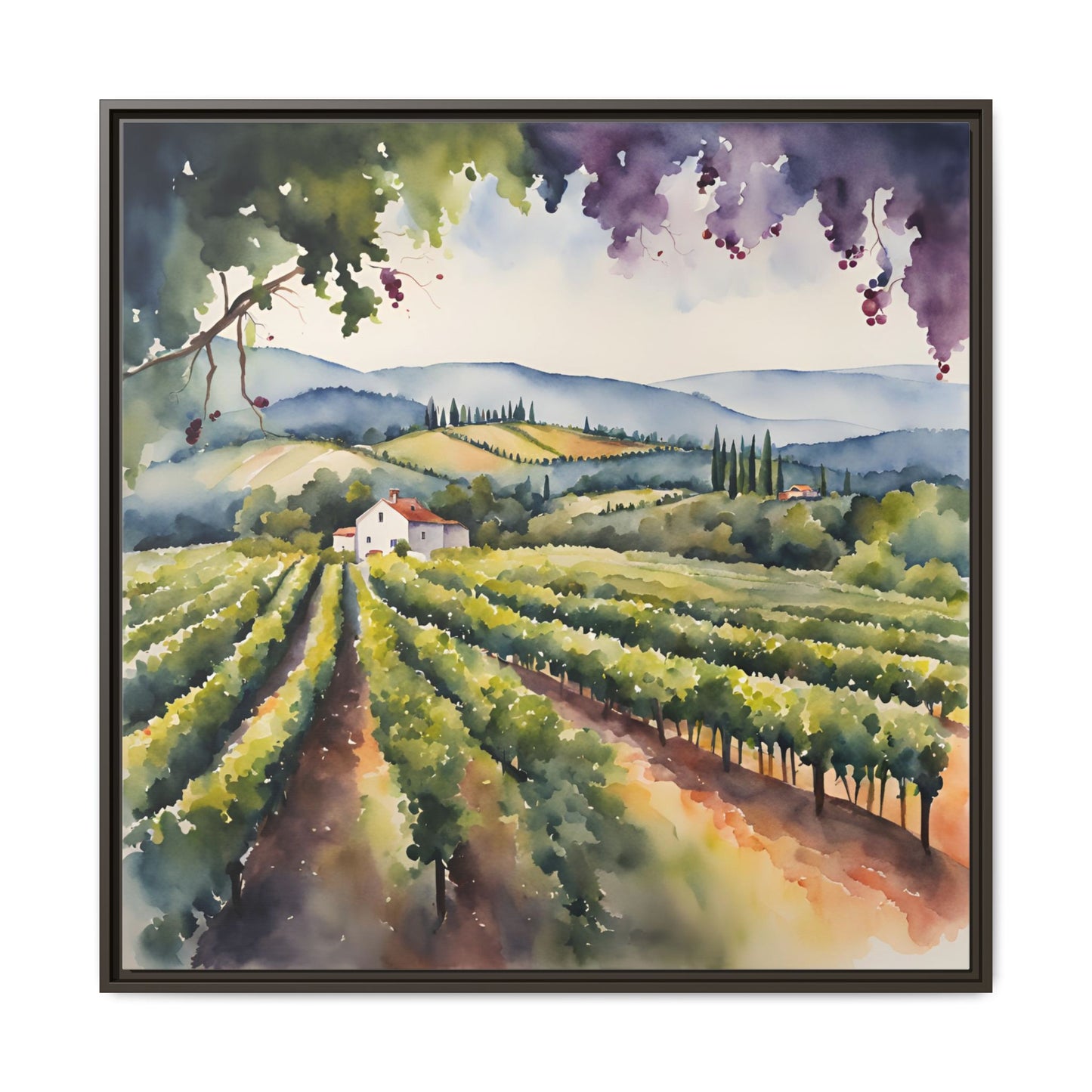 Vineyard Design Unique Framed Canvas Wall Art Gift Nature Lover Landscape Decor Wine Lover Gift Grape Vines Image 3 frame colors