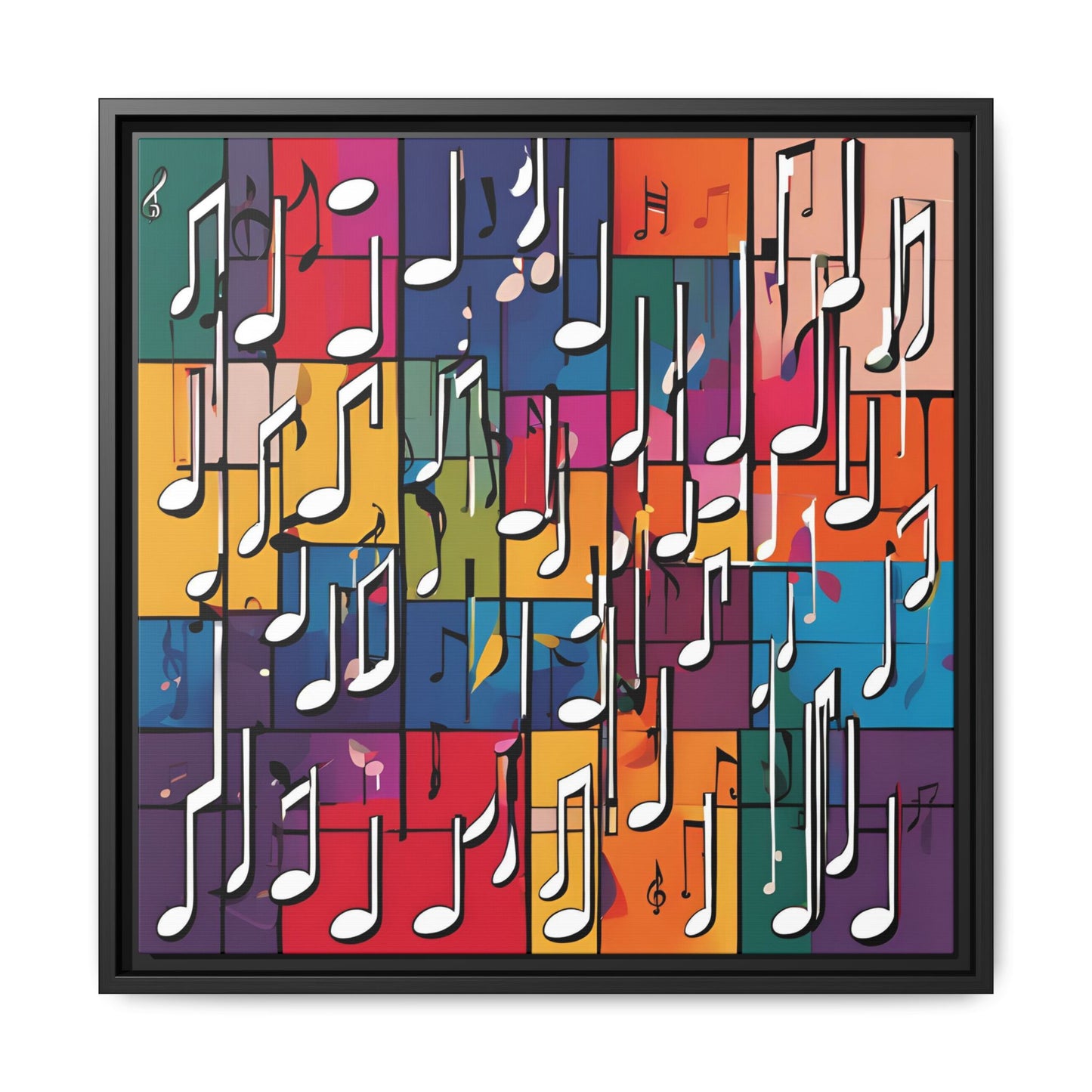 Modern Music-Themed Print Abstract Design Unique Framed Canvas Print Treble Clef Note Wall Art Music Lover Gift Decor 3 frame colors