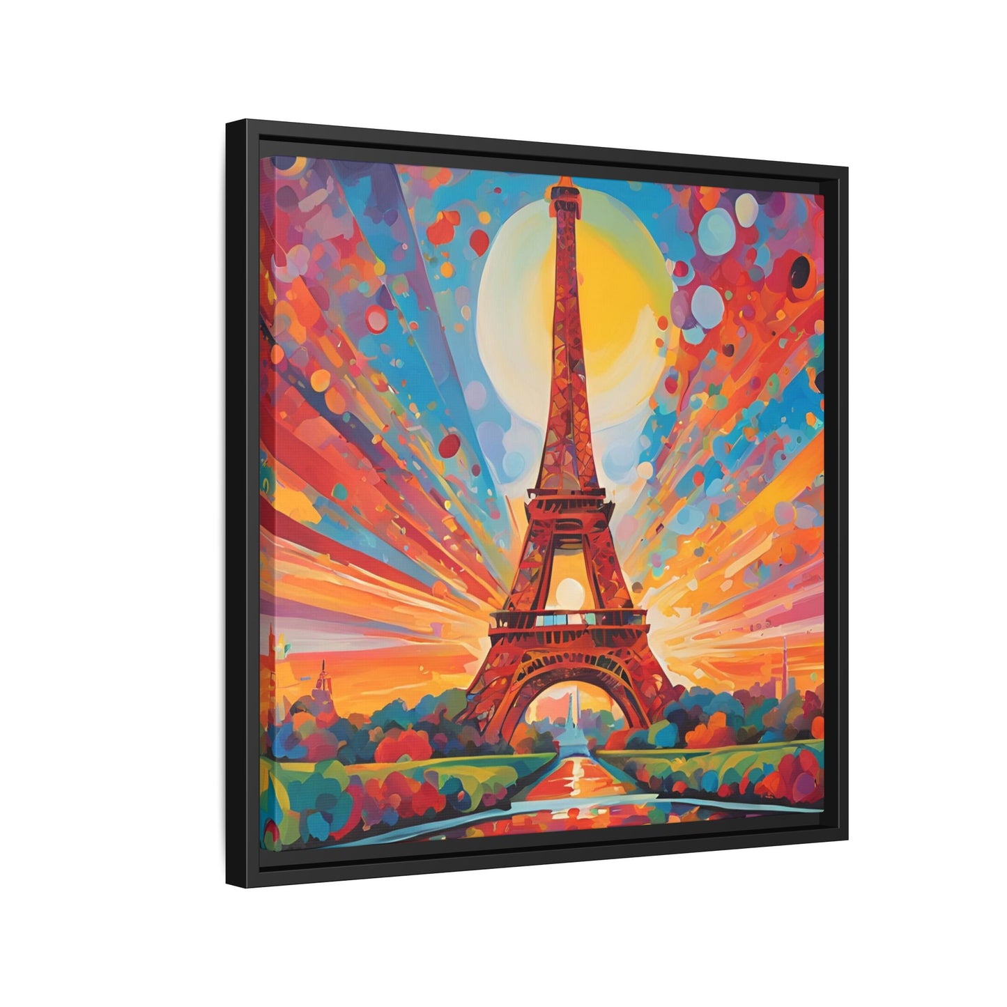Modern Abstract Eiffel Tower Design Unique Framed Colorful Canvas Landscape Wall Art Paris France Gift Nature Lover Gift 3 frame colors