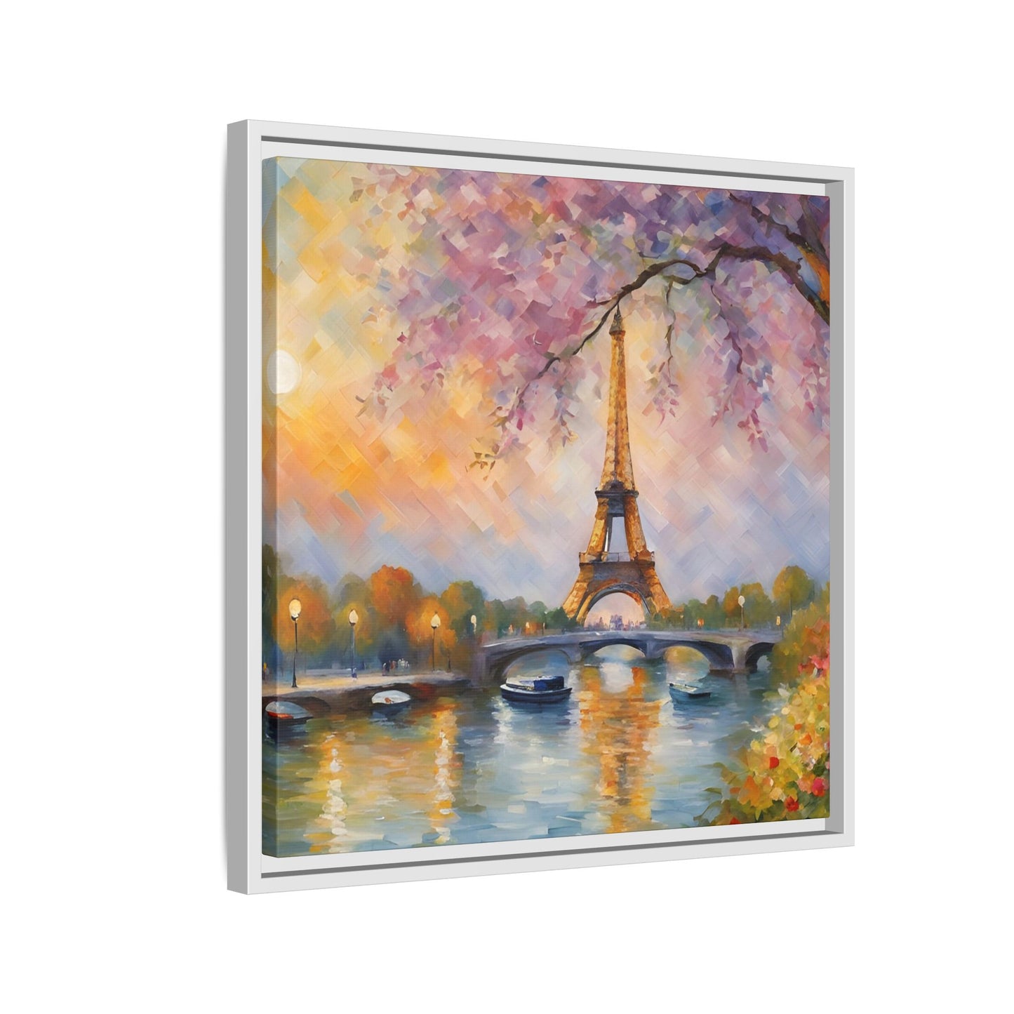 Modern Abstract Eiffel Tower Design Unique Framed Canvas Landscape Wall Art Paris France Gift Nature Lover Gift 3 frame colors