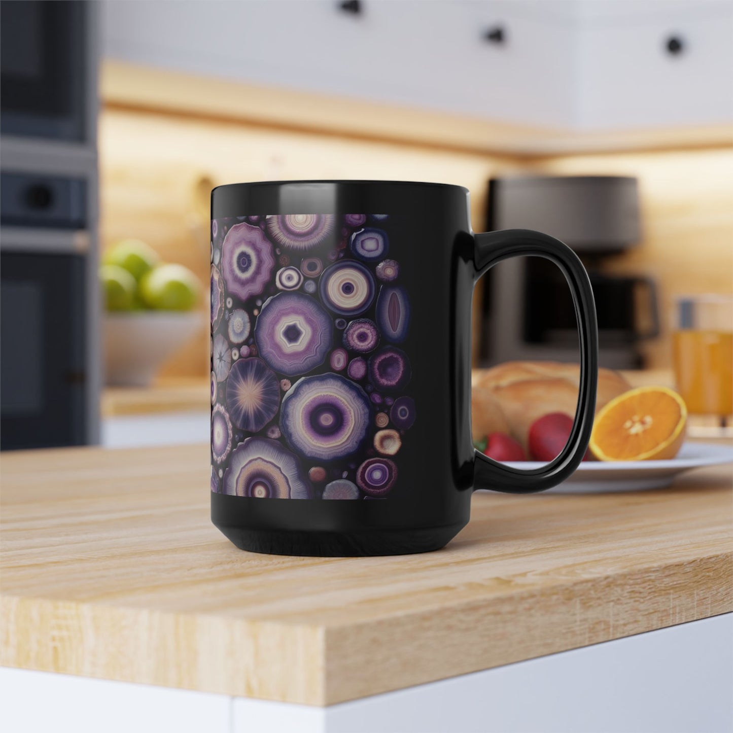 Ceramic Coffee Mug Purple Amethyst Quartz-Inspired Image Nature Rock Lover Ceramic Tea Cup Geode Inspired Agate Look Ceramic Mug
