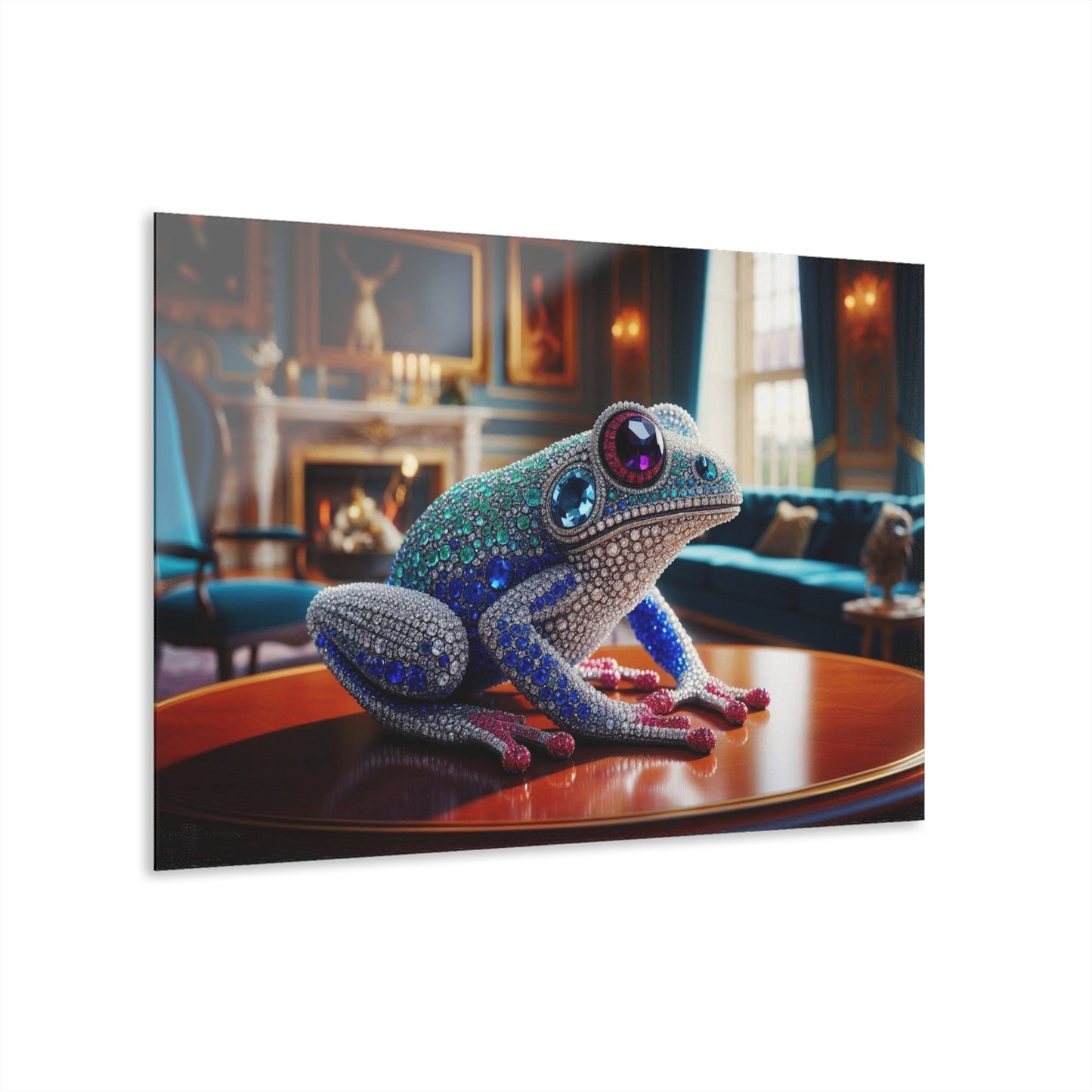 Gemstone Design Frog Acrylic Print with French Cleat Nature Lover Wall Art Animal Lover Gift Artwork Modern Toad Garden Home Decor