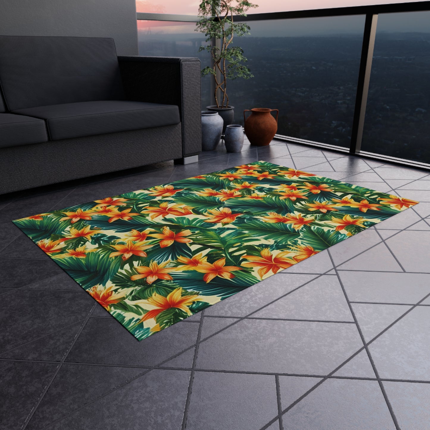 Chenille Outdoor Rug with No-Skid Backing Cozy Outdoor Carpet Patio Decor Gazebo Tropical Rug Pool Area Decor Outdoor Kitchen Carpet