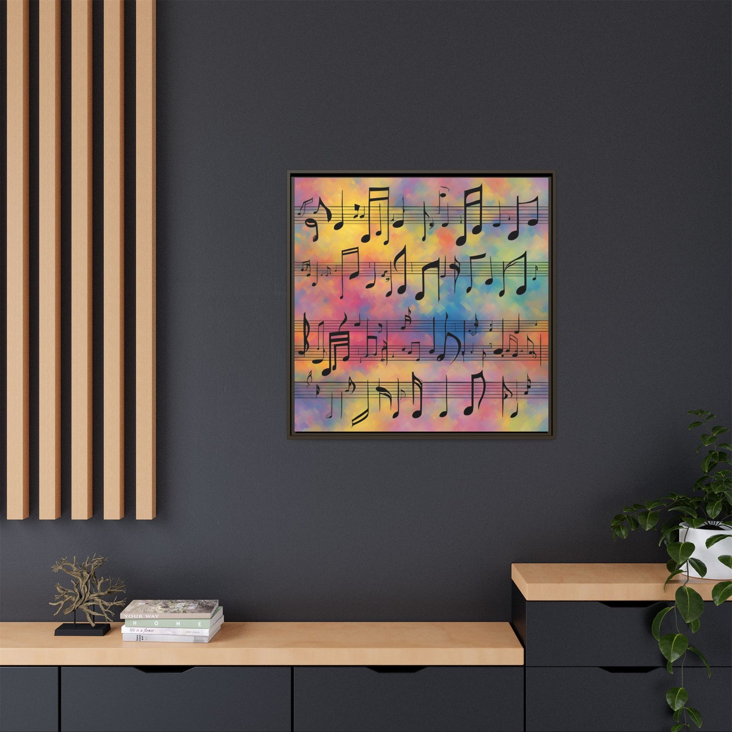 Modern Music-Themed Print Abstract Design Unique Framed Canvas Print Sheet Music Wall Art Music Lover Gift Decor 3 frame colors