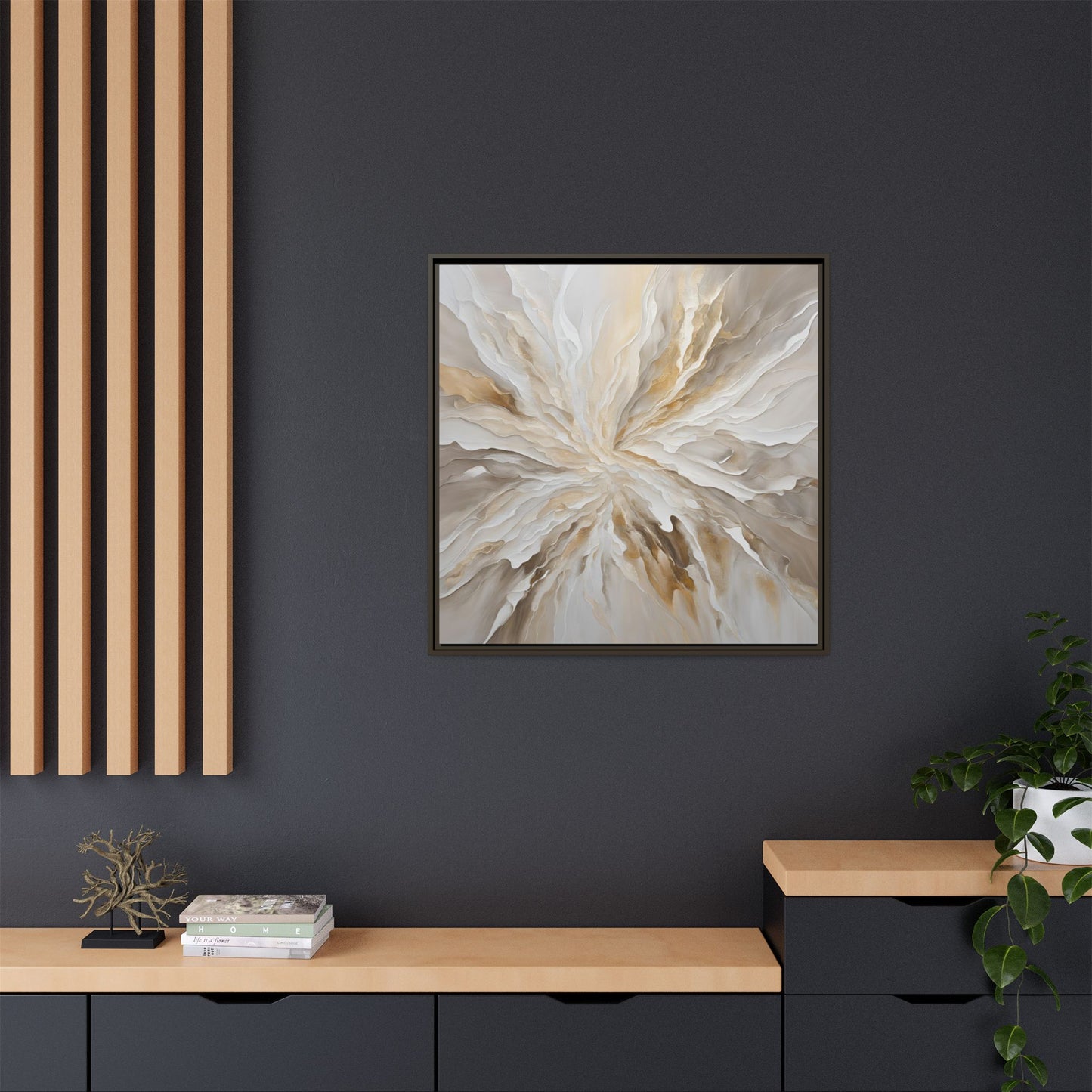 Modern Abstract Floral Design Unique Framed Canvas Wall Art Starburst Gift Nature Lover Gift Garden Lover Gift 3 frame colors