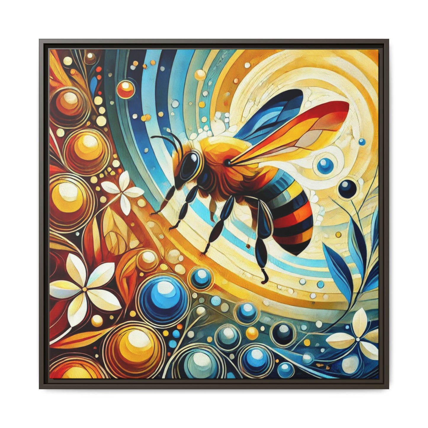 Modern Bee Print Abstract Design Unique Framed Canvas Print Insect Lover Wall Art Animal Lover Nature Lover Decor 3 frame colors