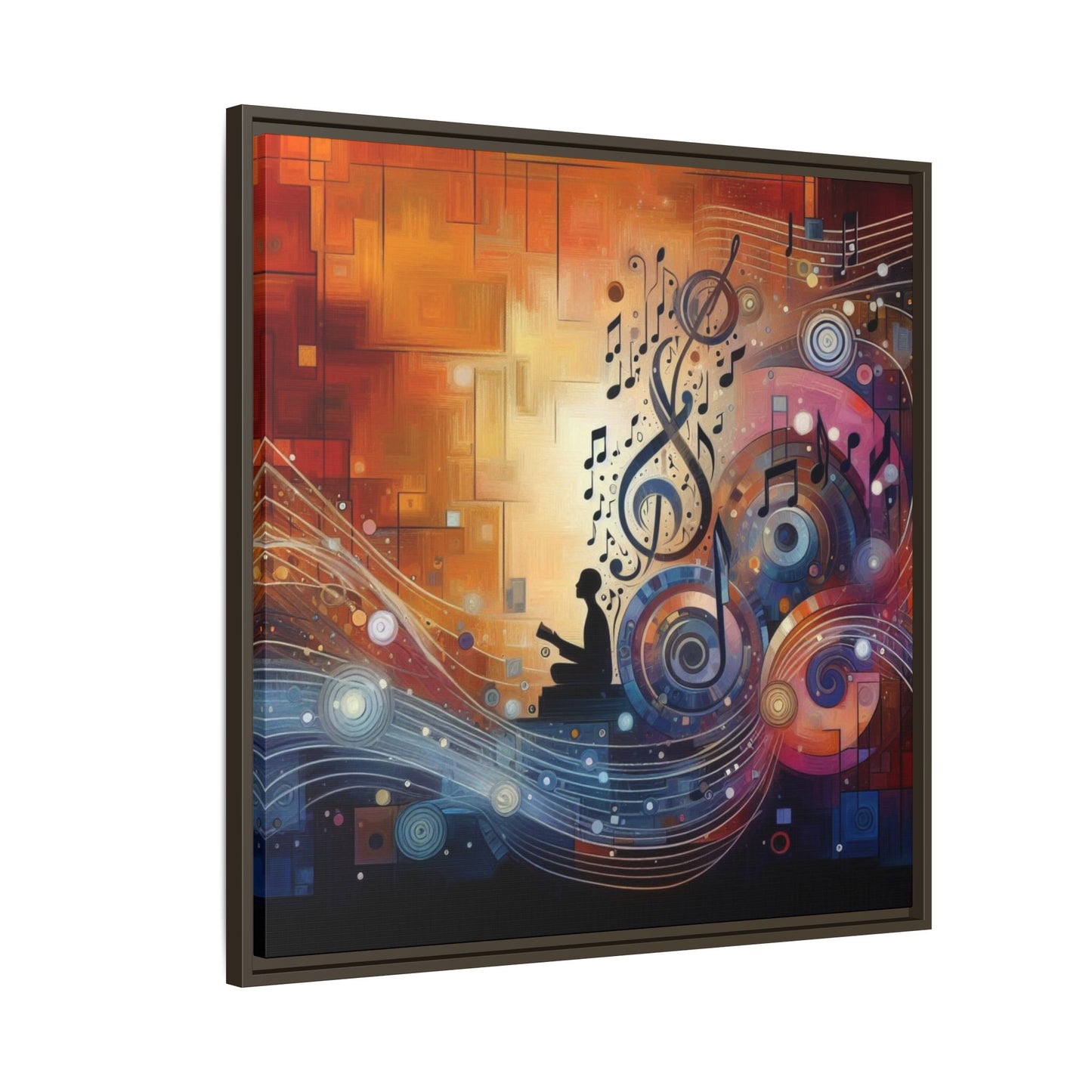 Modern Music-Themed Print Abstract Design Unique Framed Canvas Print Treble Clef Note Wall Art Music Lover Gift Decor 3 frame colors