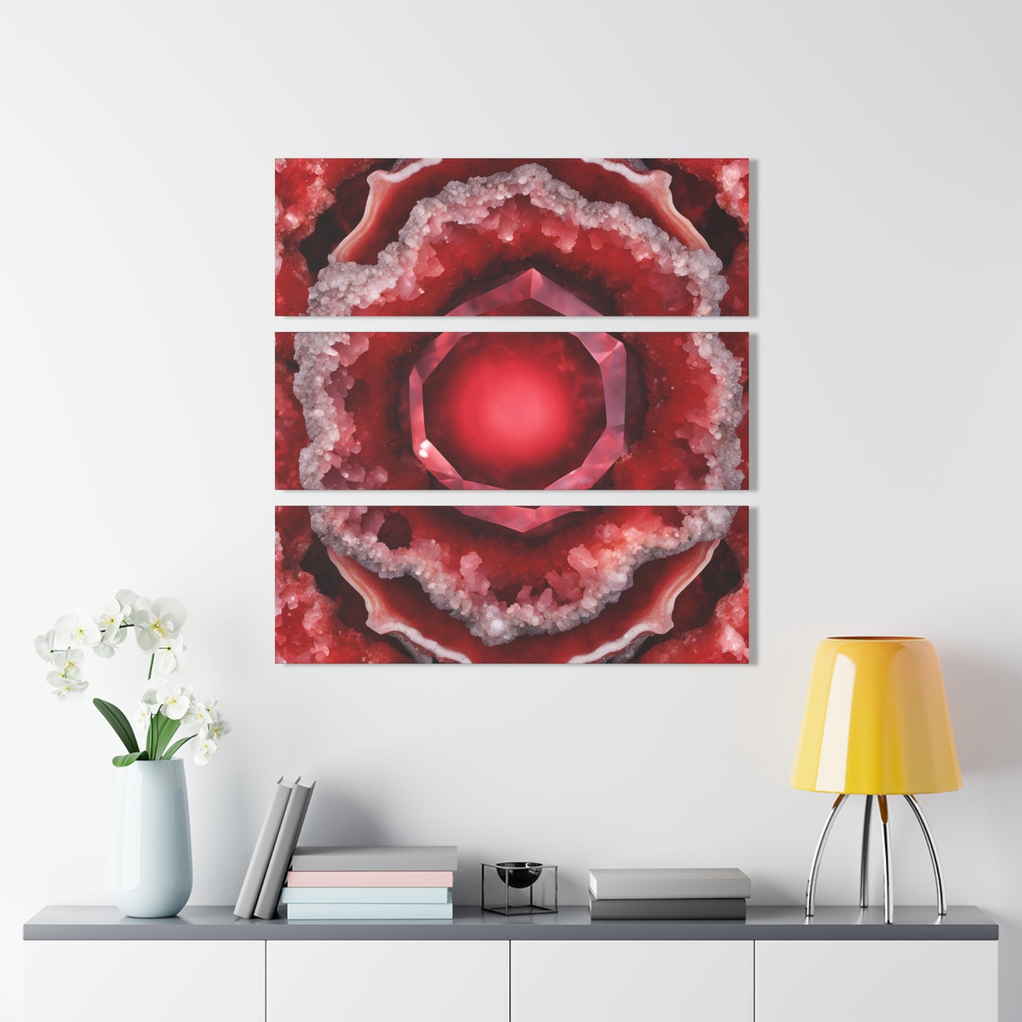 Stunning Quartz Geode Design Triptych Acrylic Print Wall Art Nature Lover Gift Geology Rock Lover Gift Agate Design