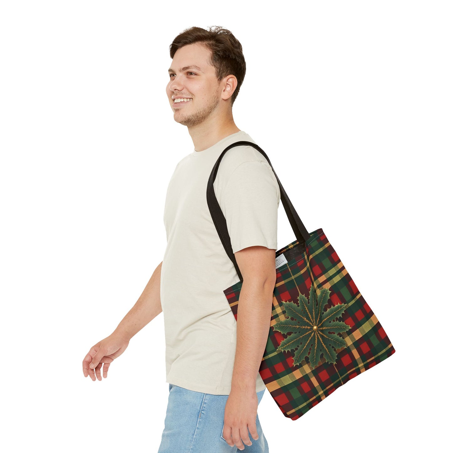 Christmas Tote Bag Holiday Cheer Gift Glam Winter Accessory Reusable Winter Plaid Tartan Shopping Bag Xmas Joy Gift Unisex Bag for Him Her