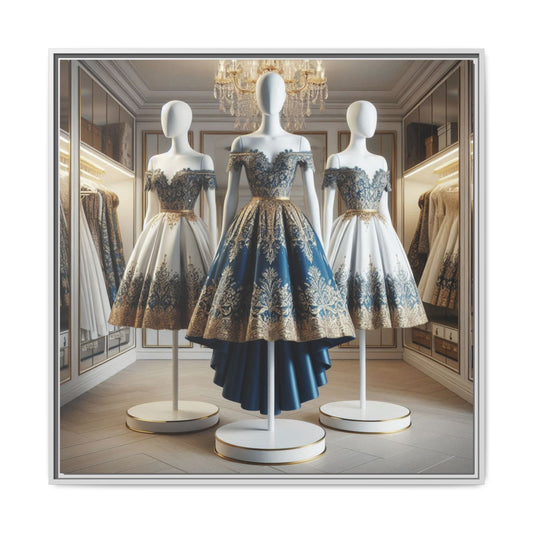 Fashion Formal Runway Dress Framed Canvas Print Wall Art Unique Fashion Designer Style Haute Couture Fashionista Gift Decor 3 Frame Colors