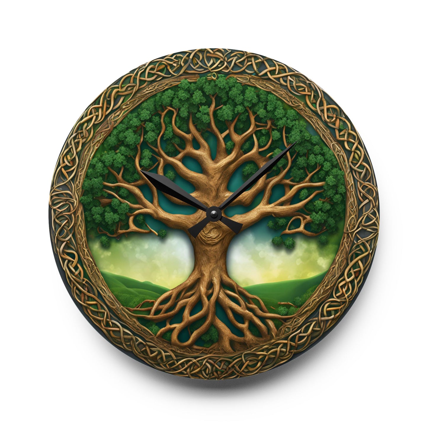 Celtic Tree of Life Design Acrylic Clock Unique Colorful Wall Clock for Kitchen or Living Room Nature Lover Gift