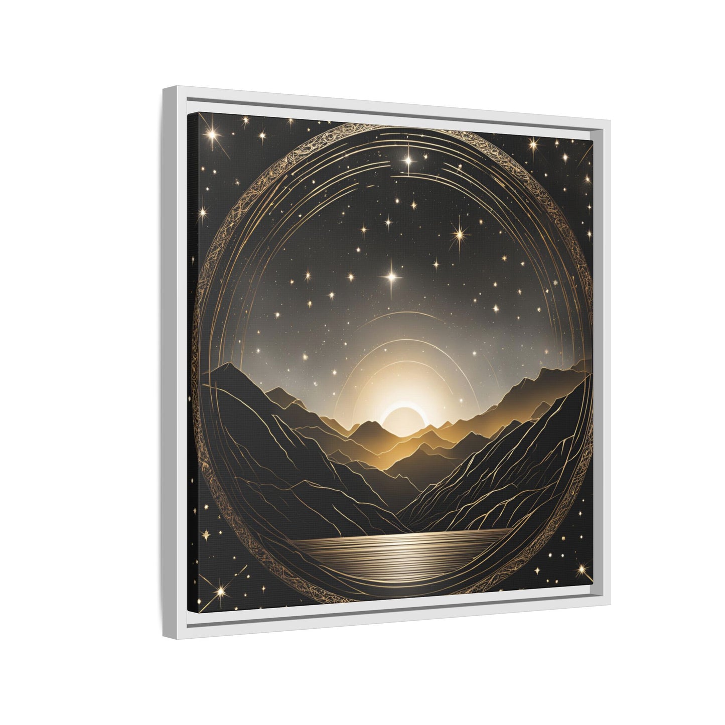Boho Celestial Design Unique Framed Canvas Wall Art Sun and Stars Astrological Gift Nature Lover Gift Astronomy Gift 3 frame color choices