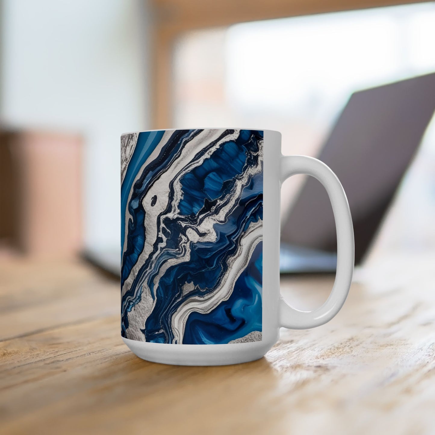 Ceramic Coffee Mug Modern Wave Design Mug Tea Cup Oceanic Swirl Design Salt Life Surfer Beachy Theme Ceramic Mug