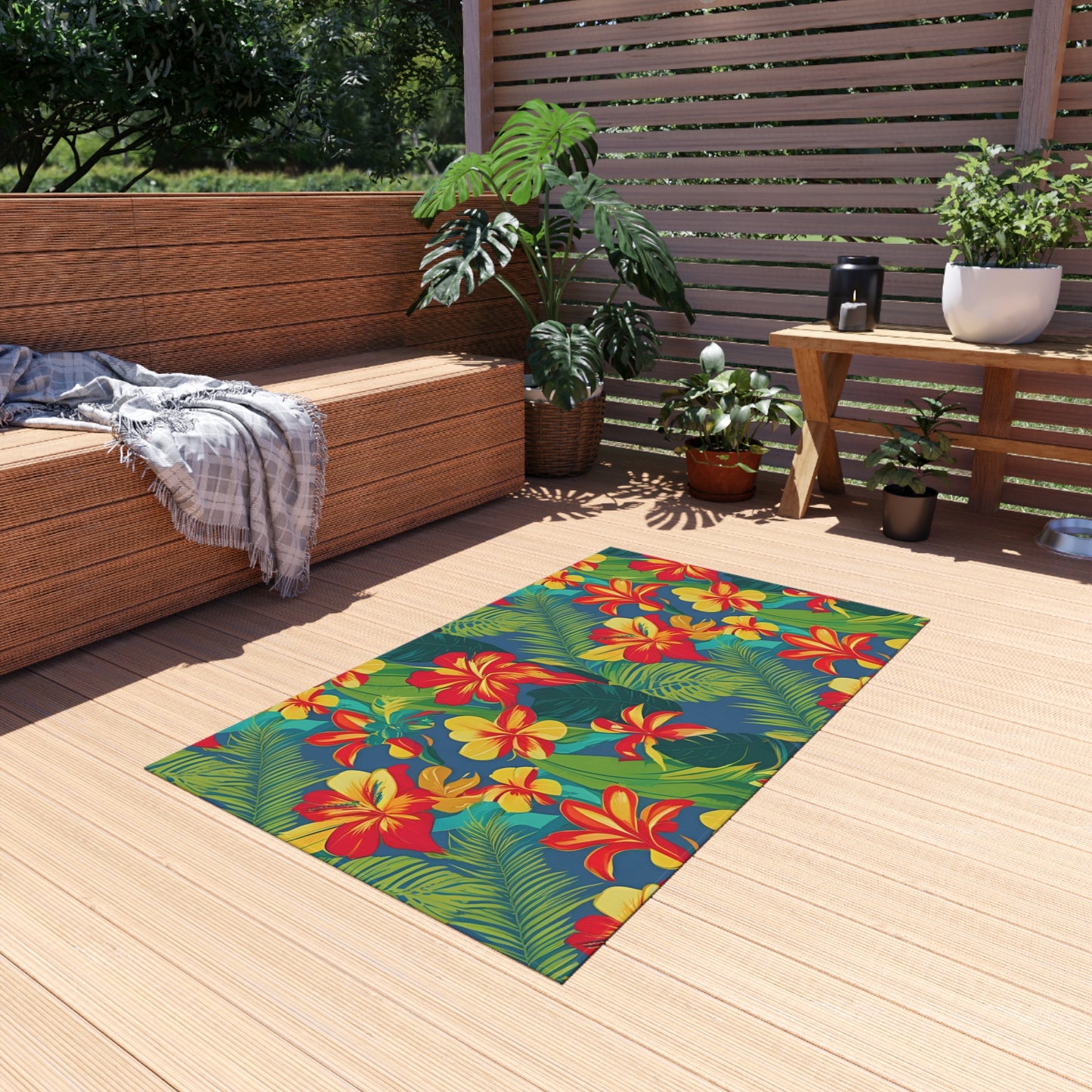 Chenille Outdoor Rug with No-Skid Backing Cozy Outdoor Carpet Patio Decor Gazebo Tropical Rug Pool Area Decor Outdoor Kitchen Carpet