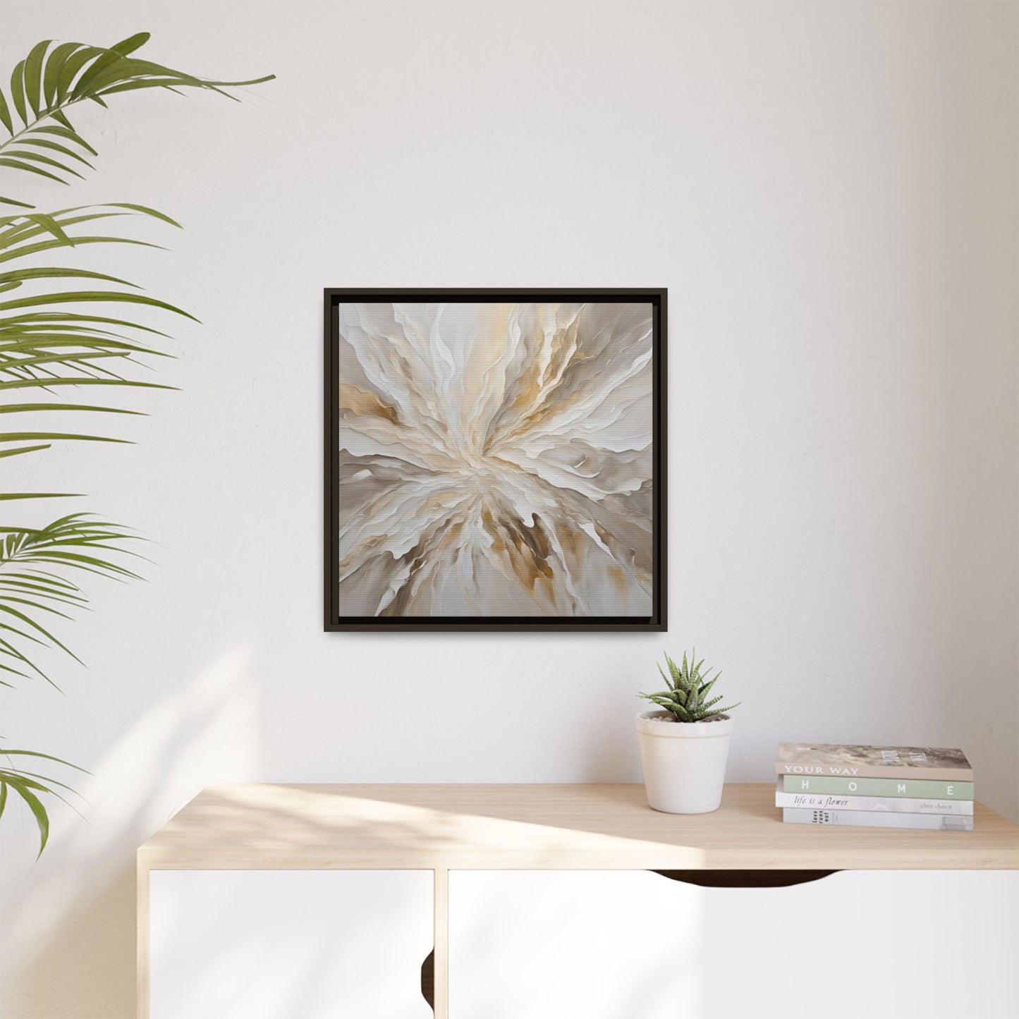 Modern Abstract Floral Design Unique Framed Canvas Wall Art Starburst Gift Nature Lover Gift Garden Lover Gift 3 frame colors