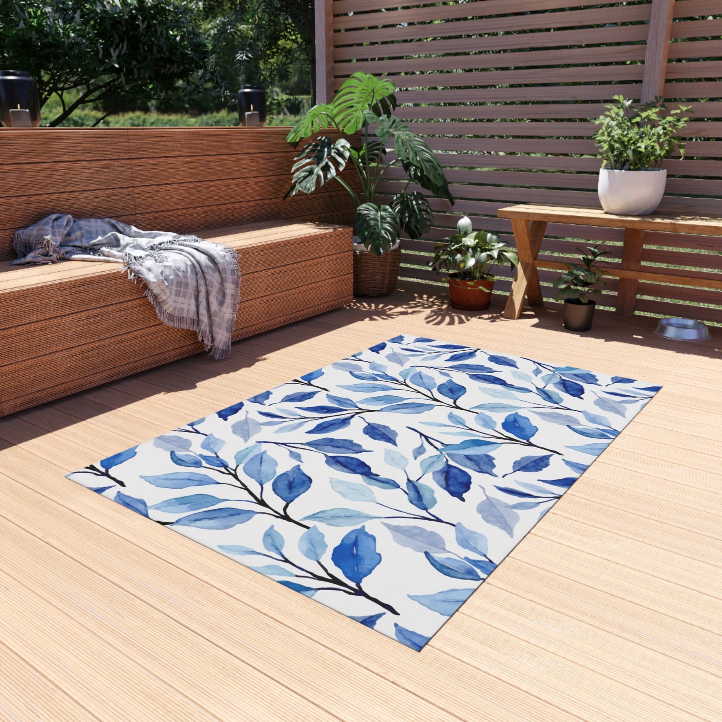 Chenille Outdoor Rug with No-Skid Backing Cozy Outdoor Carpet Patio Decor Gazebo Rug Pool Area Decor Outdoor Kitchen Carpet