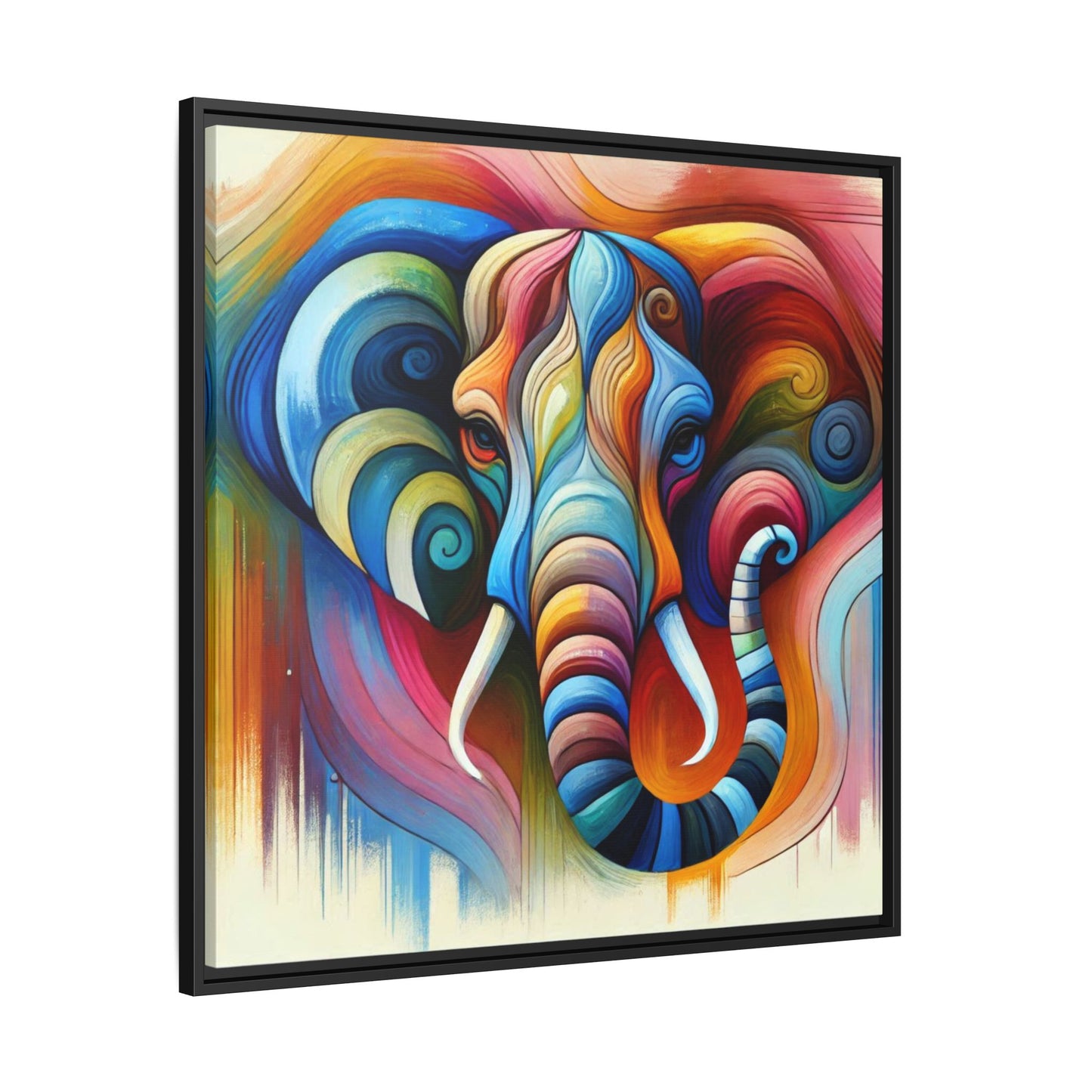 Modern Elephant Print Abstract Design Unique Framed Canvas Print African Wall Art Animal Lover Gift Nature Lover Decor 3 frame colors