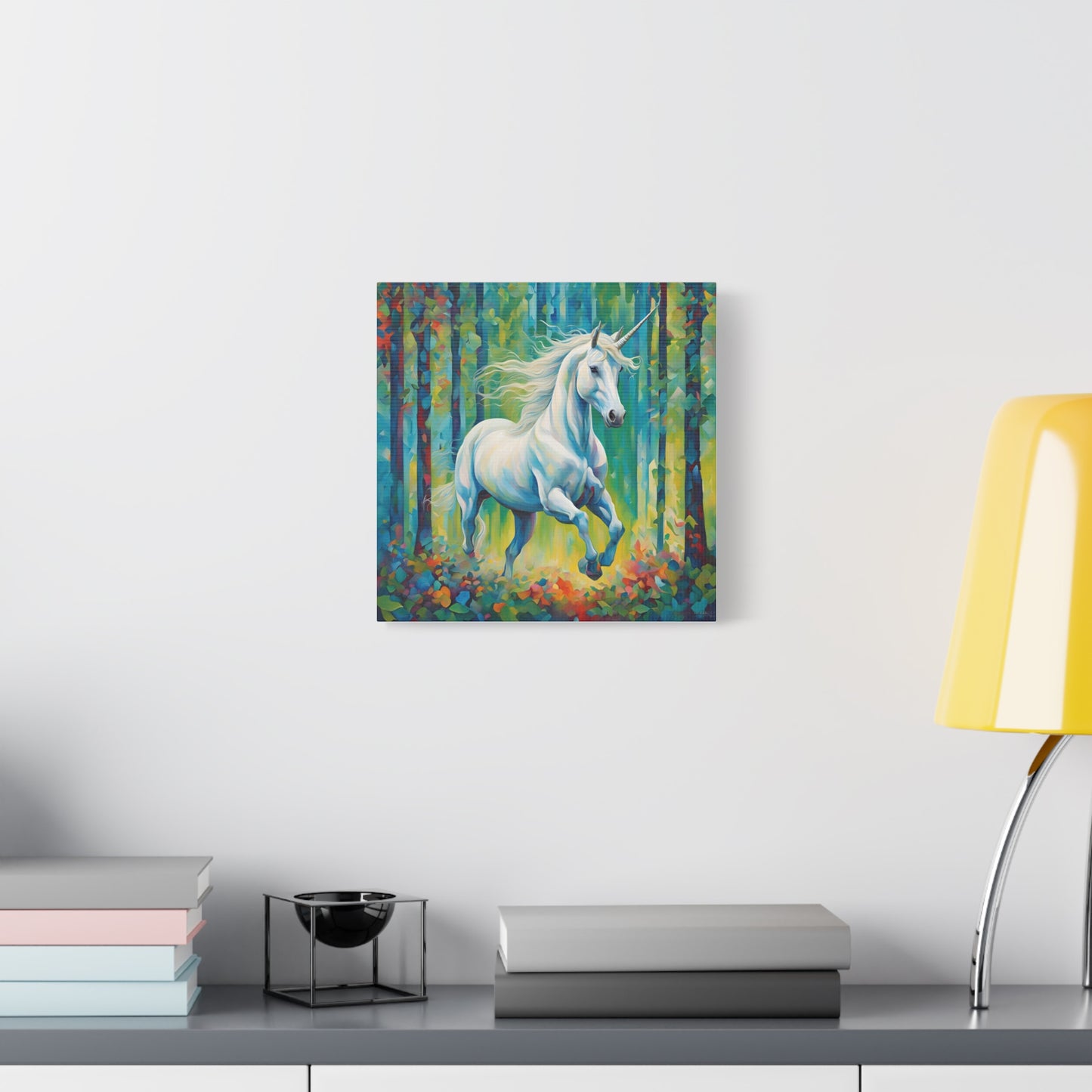 Unicorn Print Wall Art | Matte Canvas, Stretched, 1.25" | Fantasy Anime Modern Art Print Mystical Creature Gift