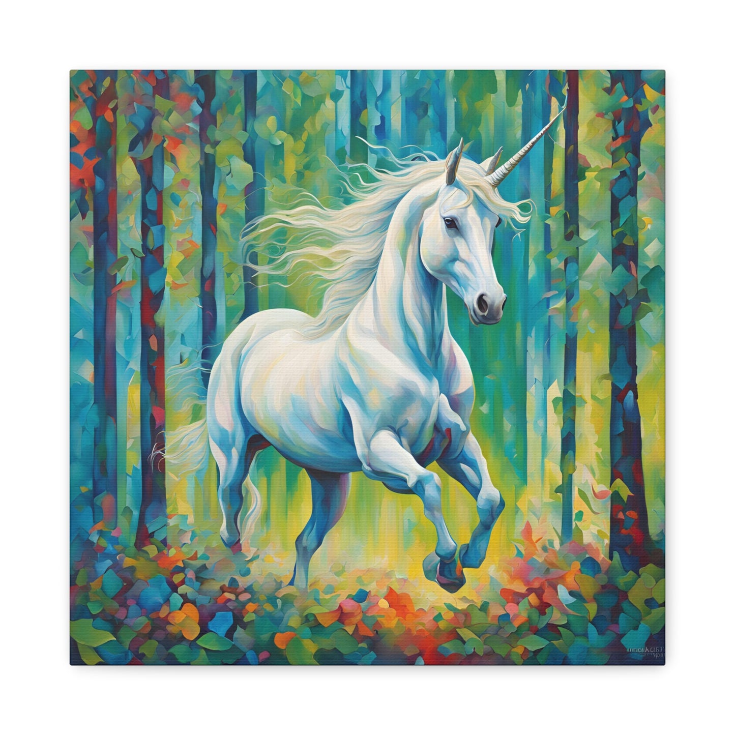 Unicorn Print Wall Art | Matte Canvas, Stretched, 1.25" | Fantasy Anime Modern Art Print Mystical Creature Gift