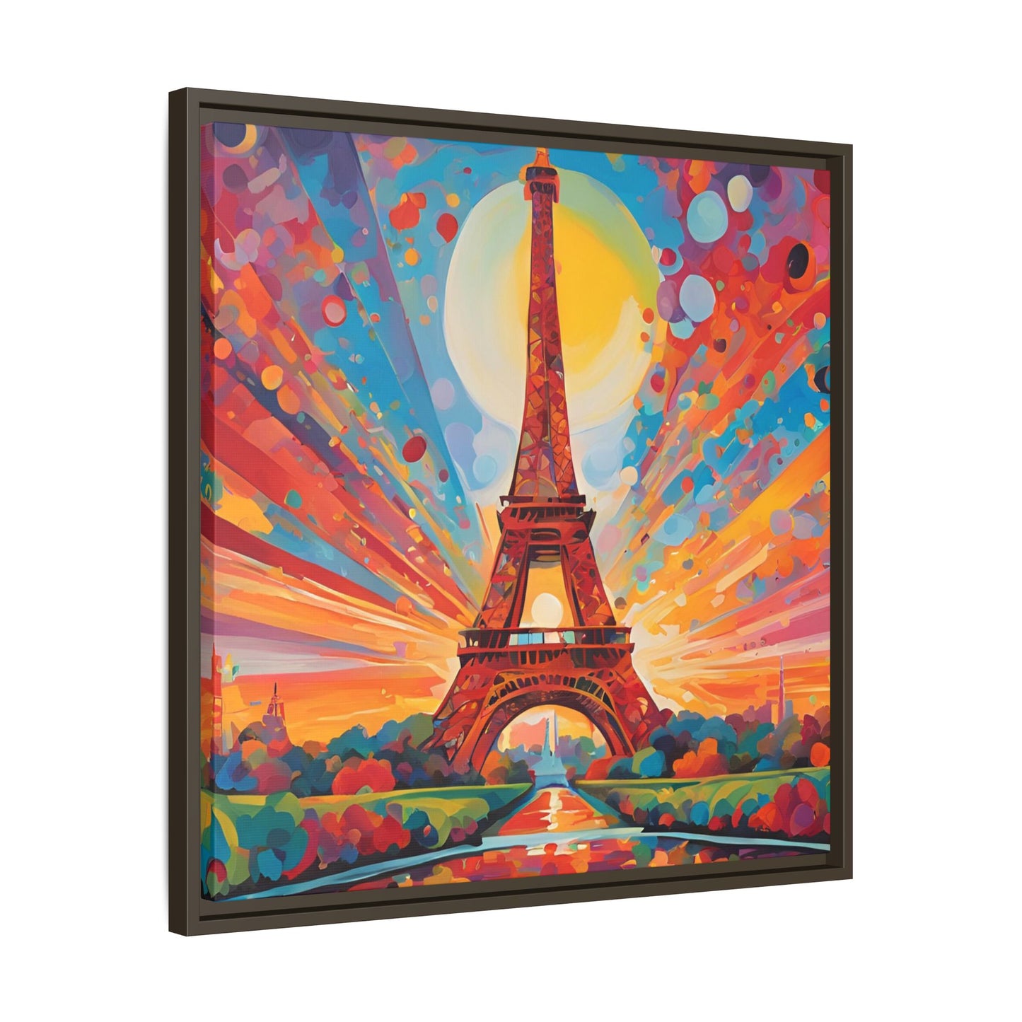 Modern Abstract Eiffel Tower Design Unique Framed Colorful Canvas Landscape Wall Art Paris France Gift Nature Lover Gift 3 frame colors