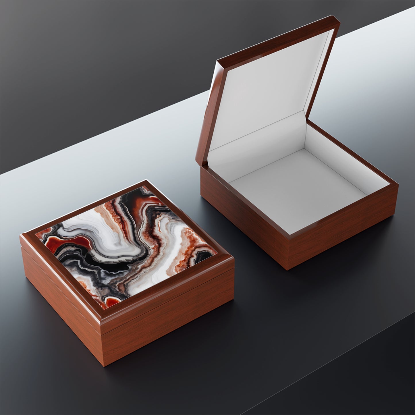 Unique Art Print Design Jewelry Box Trinket Box Bedroom Dresser Decor Vanity Gift Box - 3 colors to choose from