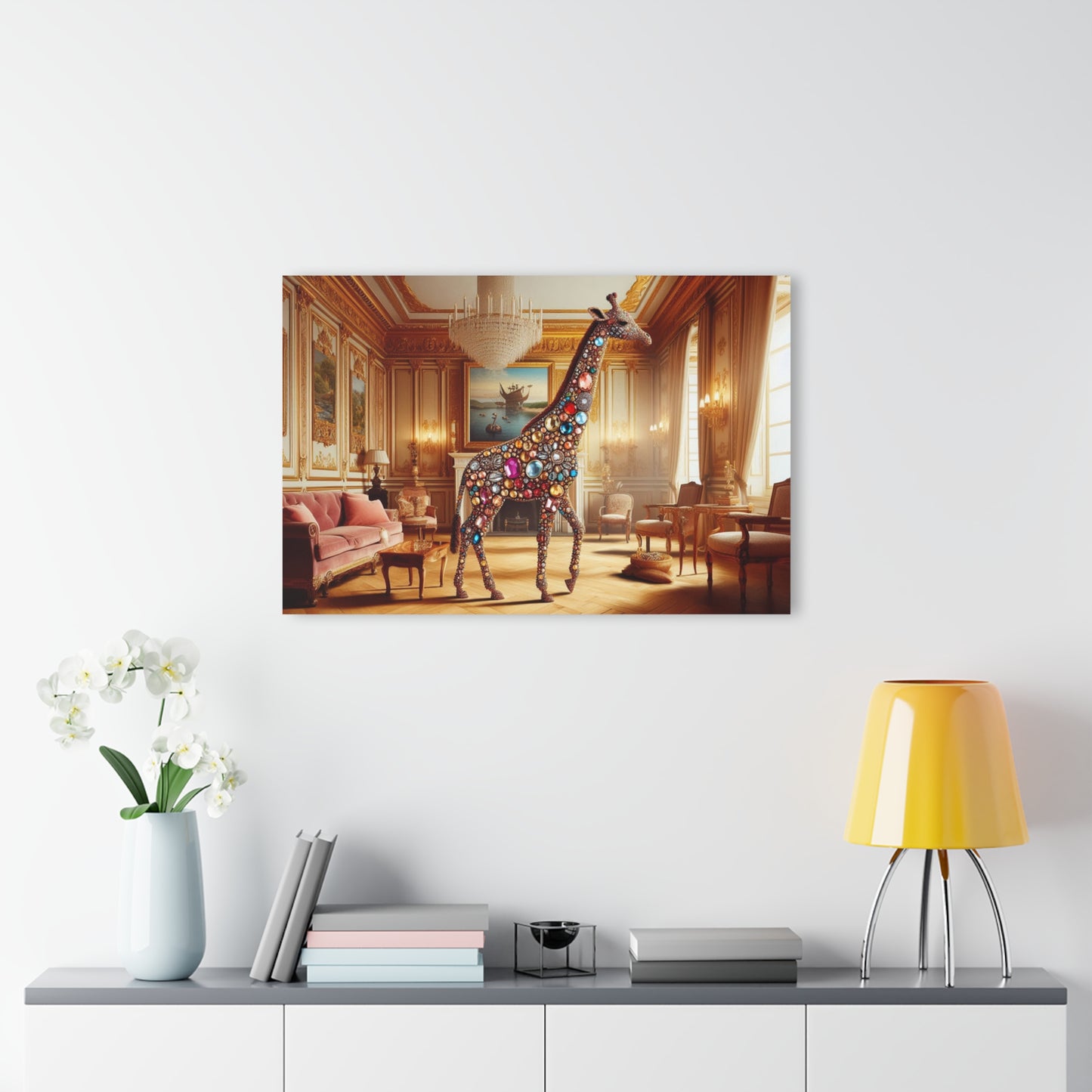 Gemstone Design Giraffe Acrylic Print with French Cleat Nature Lover Wall Art Animal Lover Gift Artwork Modern Garden Home Decor