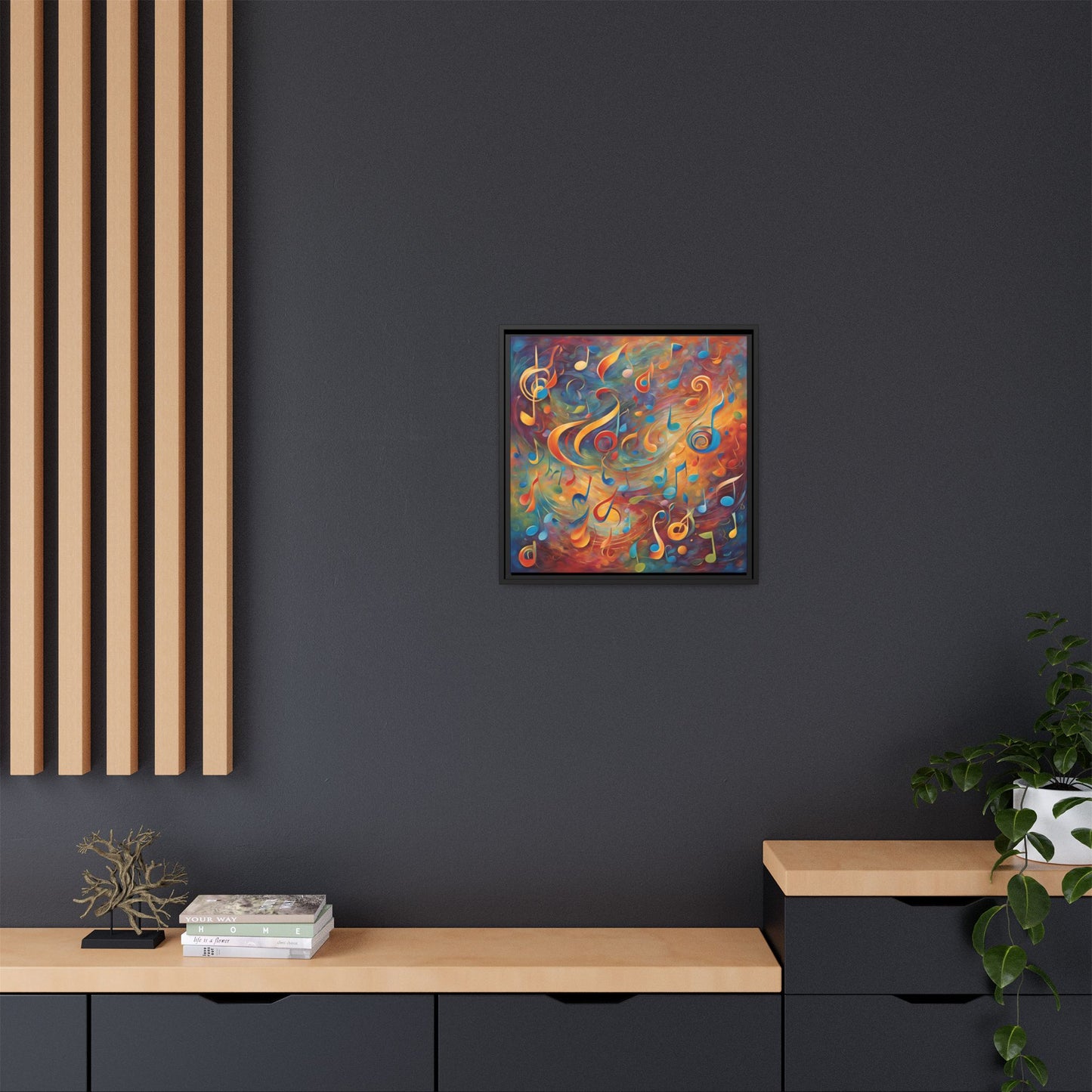 Modern Music-Themed Print Abstract Design Unique Framed Canvas Print Treble Clef Note Wall Art Music Lover Gift Decor 3 frame colors