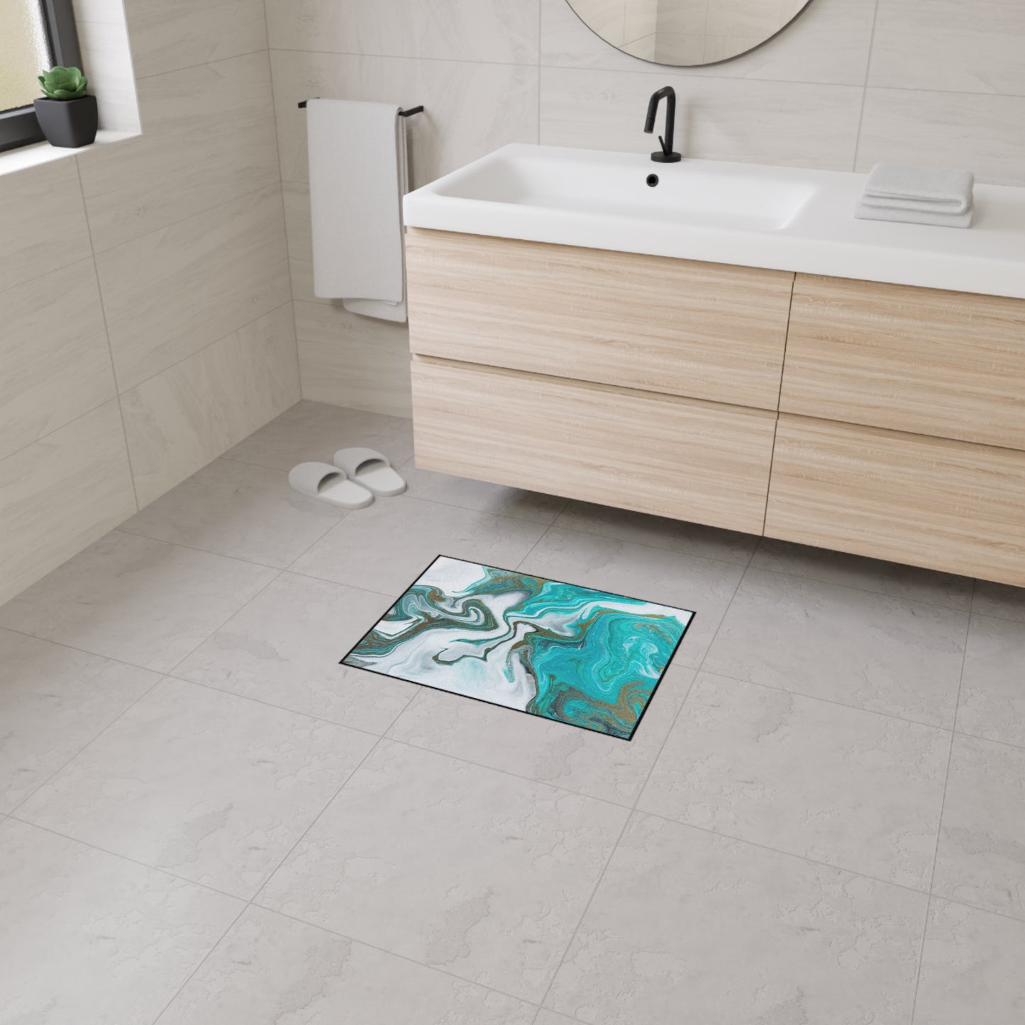 Decorative Heavy Duty Non-Slip Floor Mat Stylish Design Perfect for Entryway Kitchen Décor Marble Agate Resin Pattern Rug Bathroom Mat