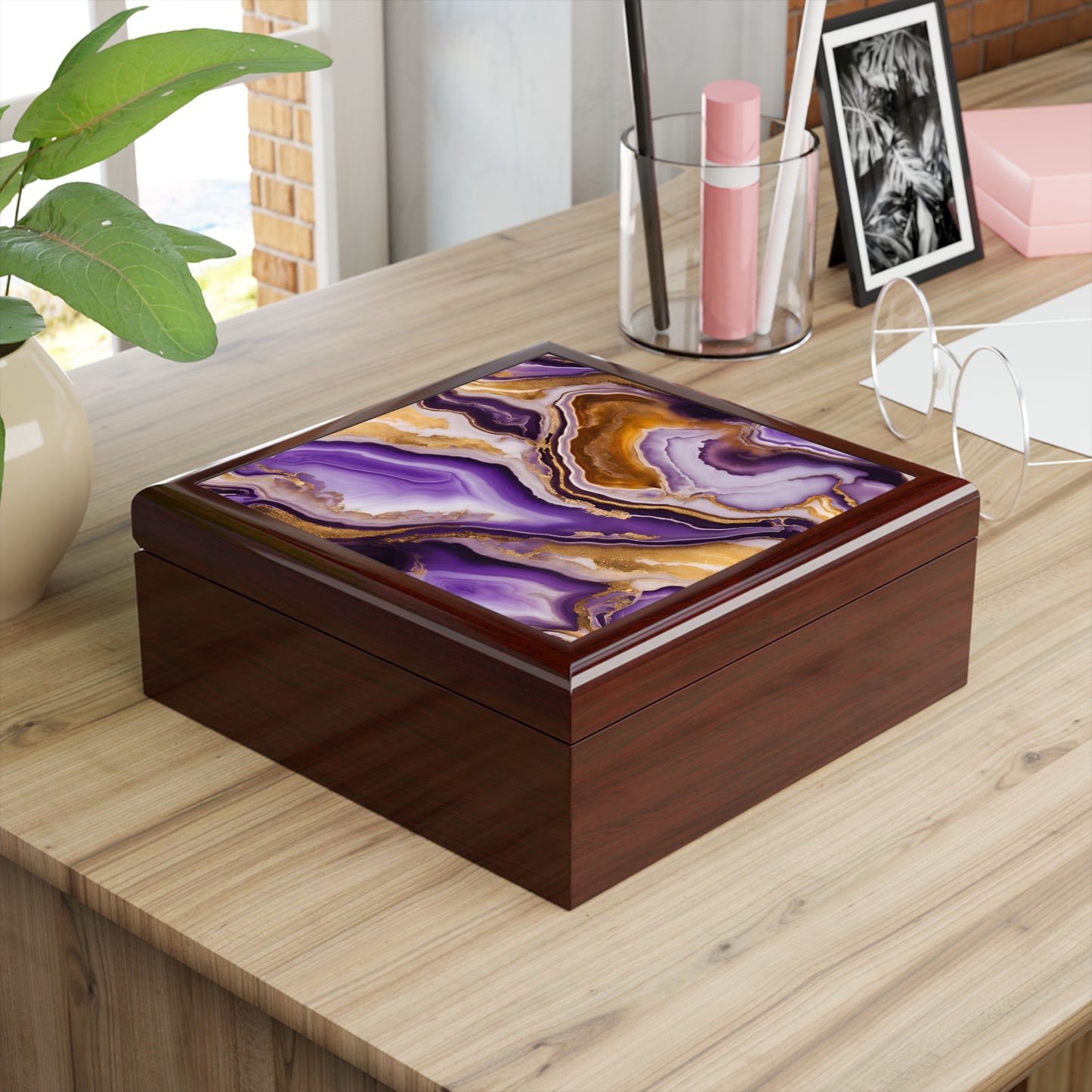 Unique Art Print Design Jewelry Box Trinket Box Bedroom Dresser Decor Vanity Gift Box - 3 colors to choose from