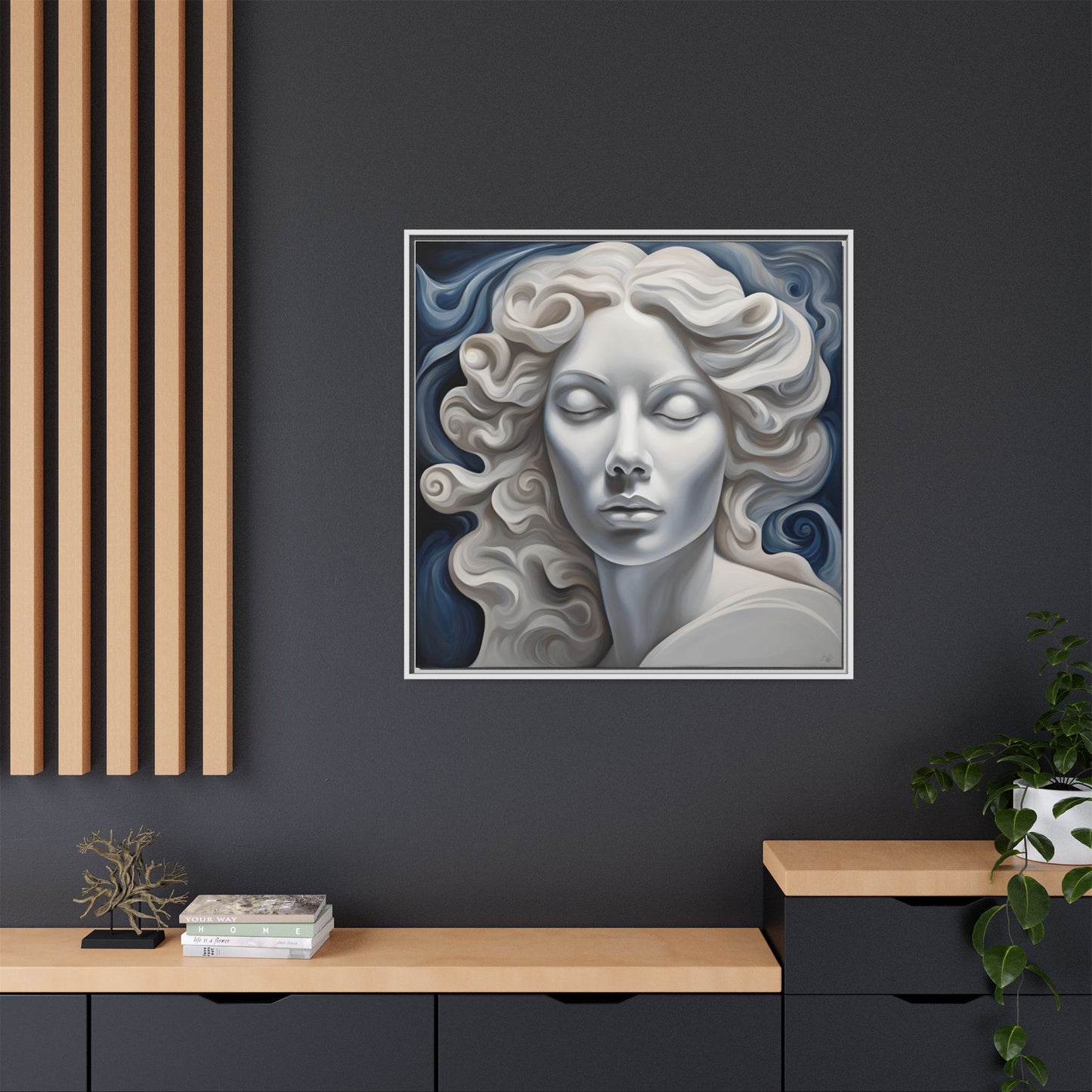 Modern Abstract Woman's Face Design Unique Framed Print Canvas Wall Decor Gift 3 frame colors to chose from