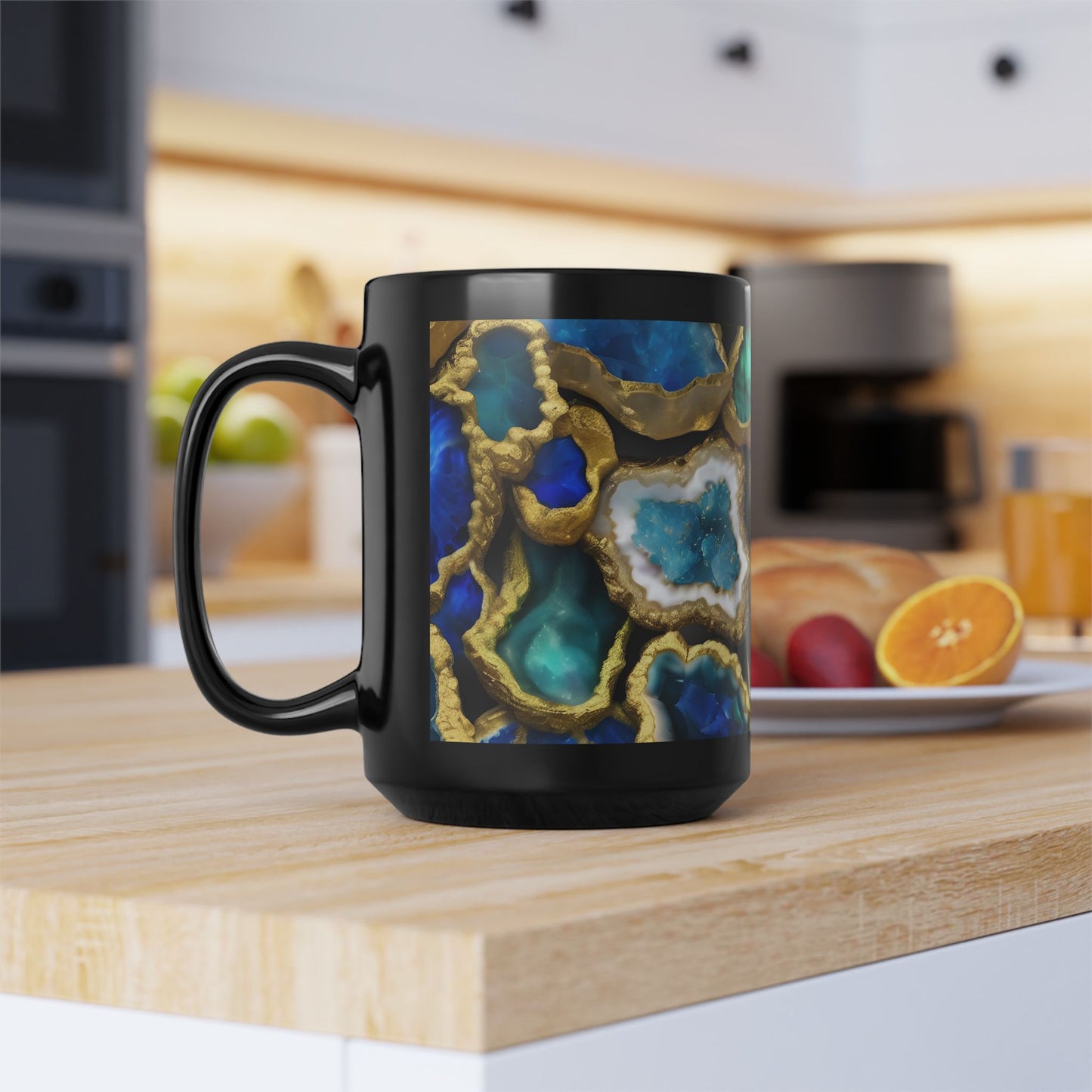 Ceramic Coffee Mug Quartz-Inspired Agate Image Nature Lover Ceramic Unique Colorful Teacup Geode Rock Gemstone Lover Ceramic 15 oz Mug