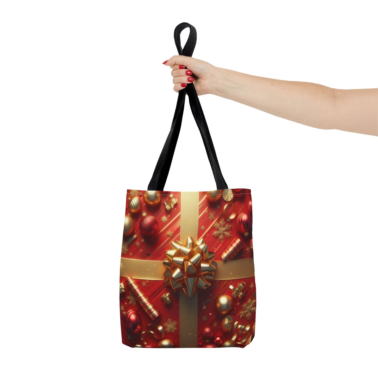 Gift Wrapped Design Christmas Tote Bag Holiday Cheer Gift Winter Accessory Reusable Winter Shopping Bag Xmas Joy Gift Unisex Bag for Him Her