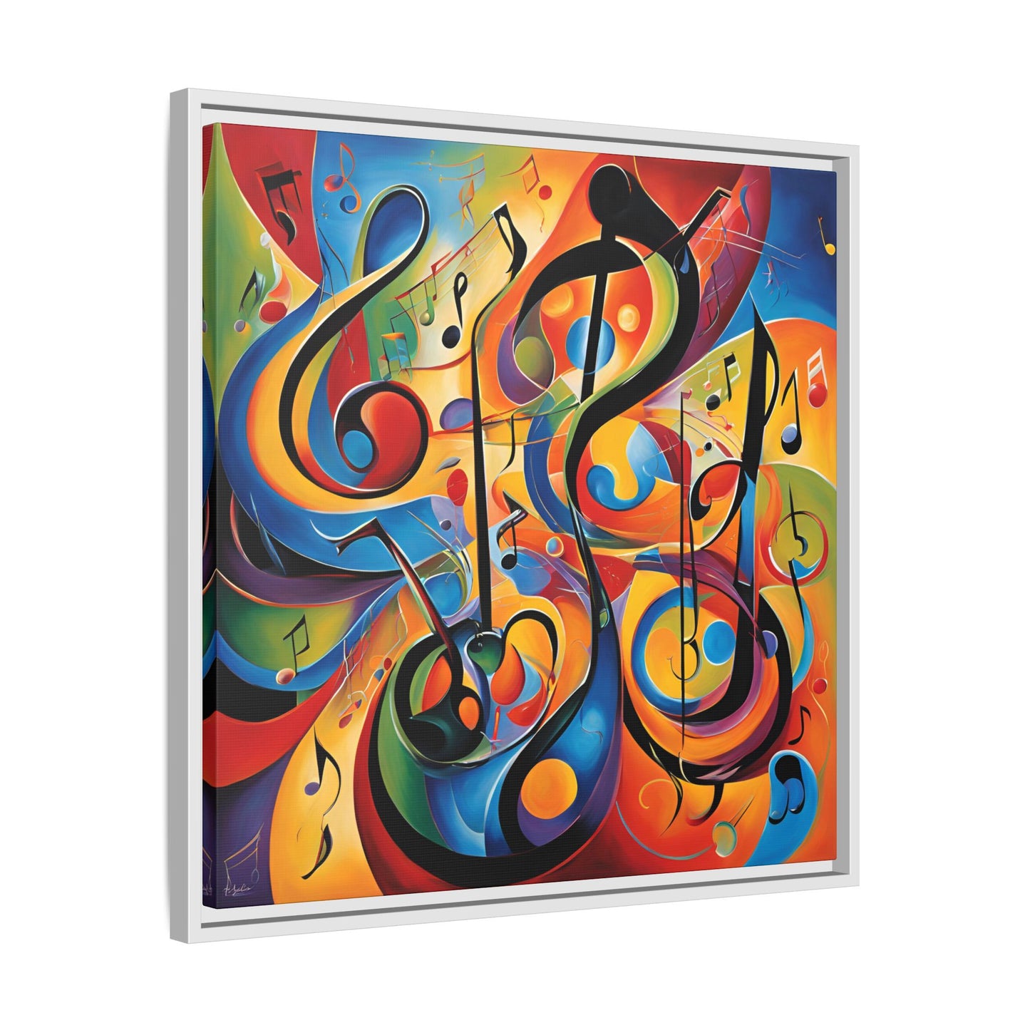 Modern Music-Themed Print Abstract Design Unique Framed Canvas Print Treble Clef Note Wall Art Music Lover Gift Decor 3 frame colors