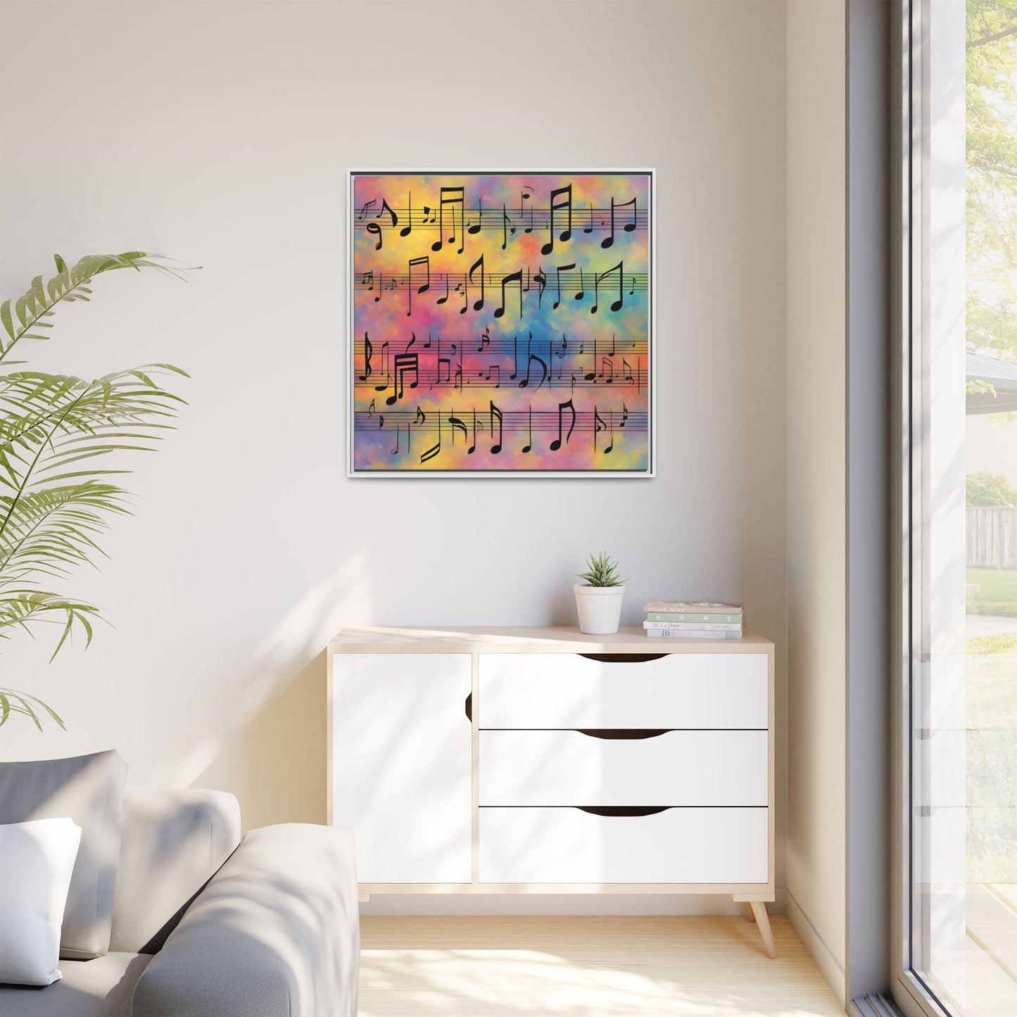 Modern Music-Themed Print Abstract Design Unique Framed Canvas Print Sheet Music Wall Art Music Lover Gift Decor 3 frame colors