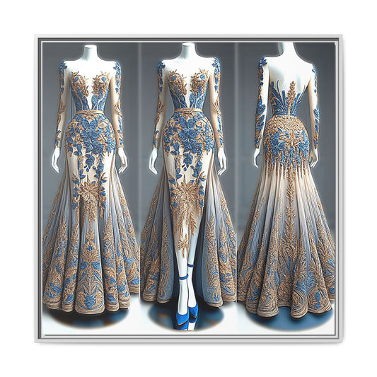 Fashion Formal Runway Dress Framed Canvas Print Wall Art Unique Fashion Designer Style Haute Couture Fashionista Gift Decor 3 Frame Colors