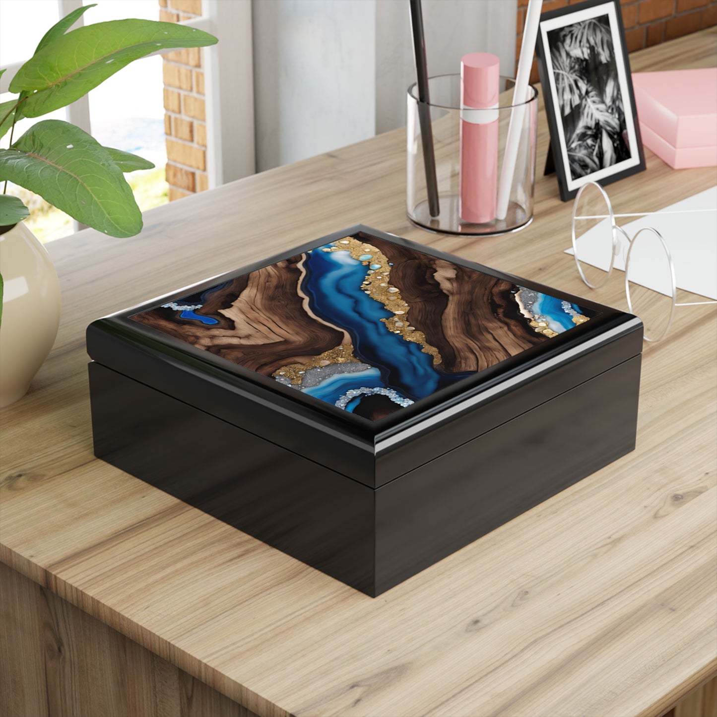 Unique Art Print Design Jewelry Box Trinket Box Bedroom Dresser Decor Vanity Gift Box - 3 colors to choose from