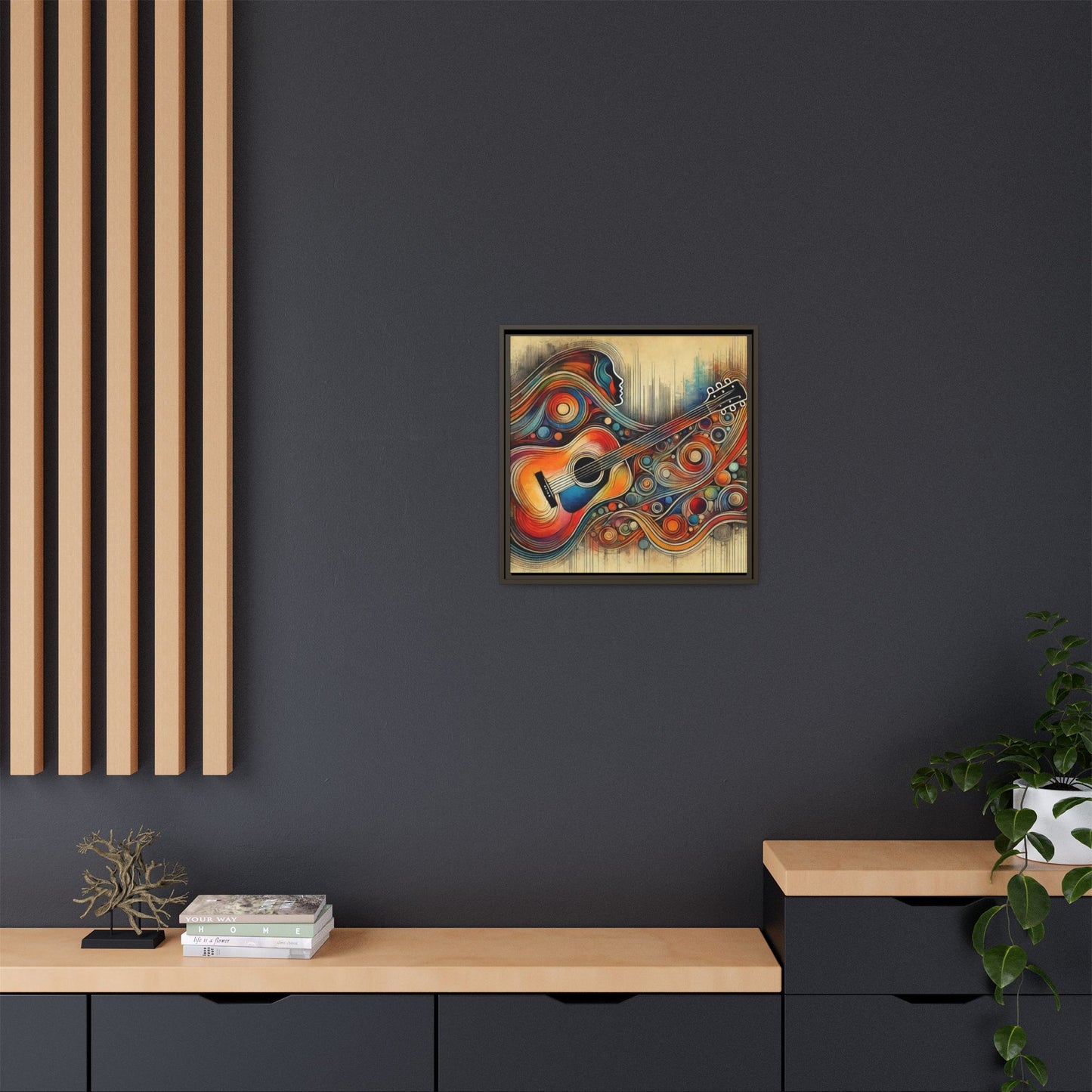 Modern Music-Themed Print Abstract Design Unique Framed Canvas Print Guitar Wall Art Music Lover Gift Decor 3 frame colors