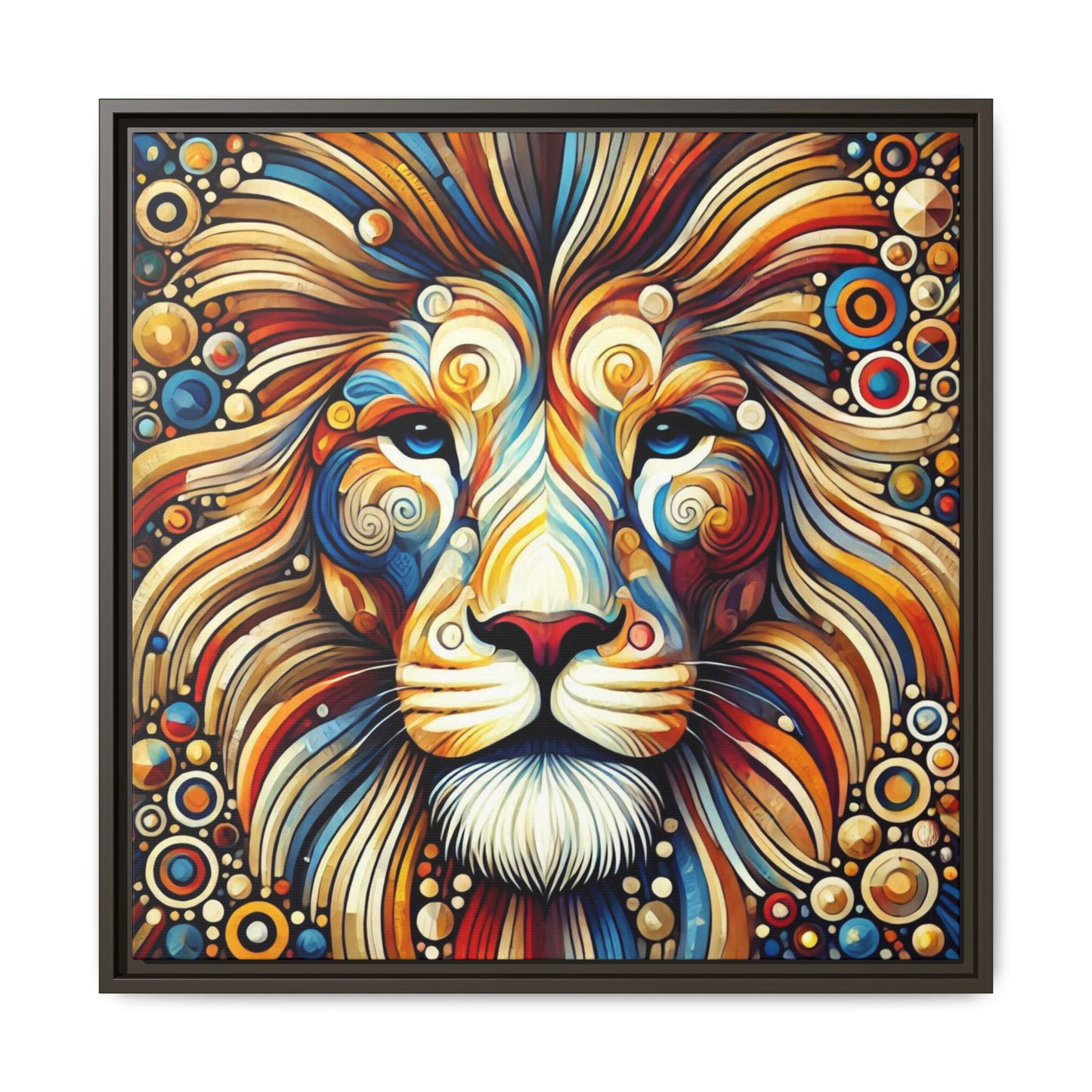 Modern Lion Print Abstract Design Unique Framed Canvas Print King of Jungle Wall Art Animal Lover Gift Nature Lover Decor 3 frame colors