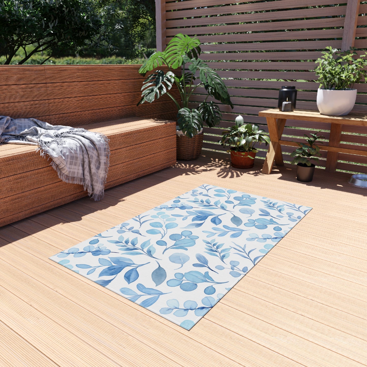 Floral Chenille Outdoor Rug with No-Skid Backing Cozy Outdoor Carpet Patio Decor Gazebo Beachy Rug Pool Area Decor Outdoor Kitchen Carpet