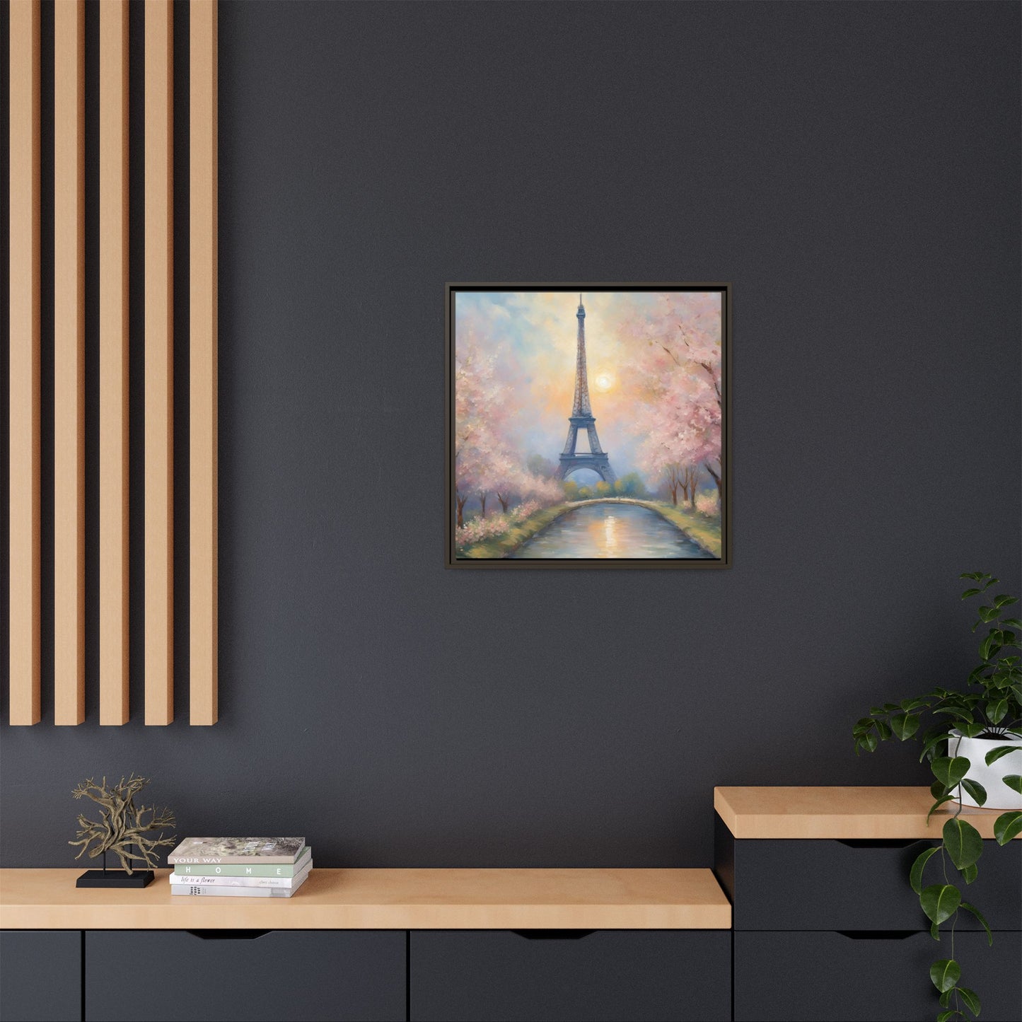 Modern Abstract Pastel Eiffel Tower Design Unique Framed Colorful Canvas Landscape Wall Art Paris France Gift Landscape Gift 3 frame colors